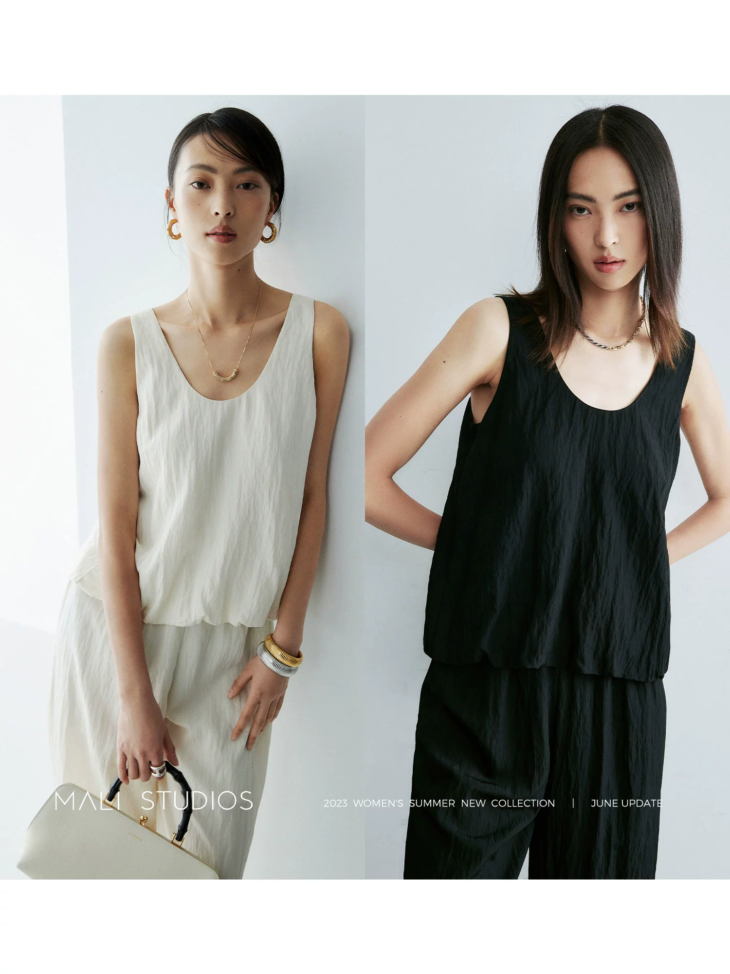 MALI|微皱肌理感面料_清凉舒适極简泡泡无袖背心空气裤连衣裙 - Image 3