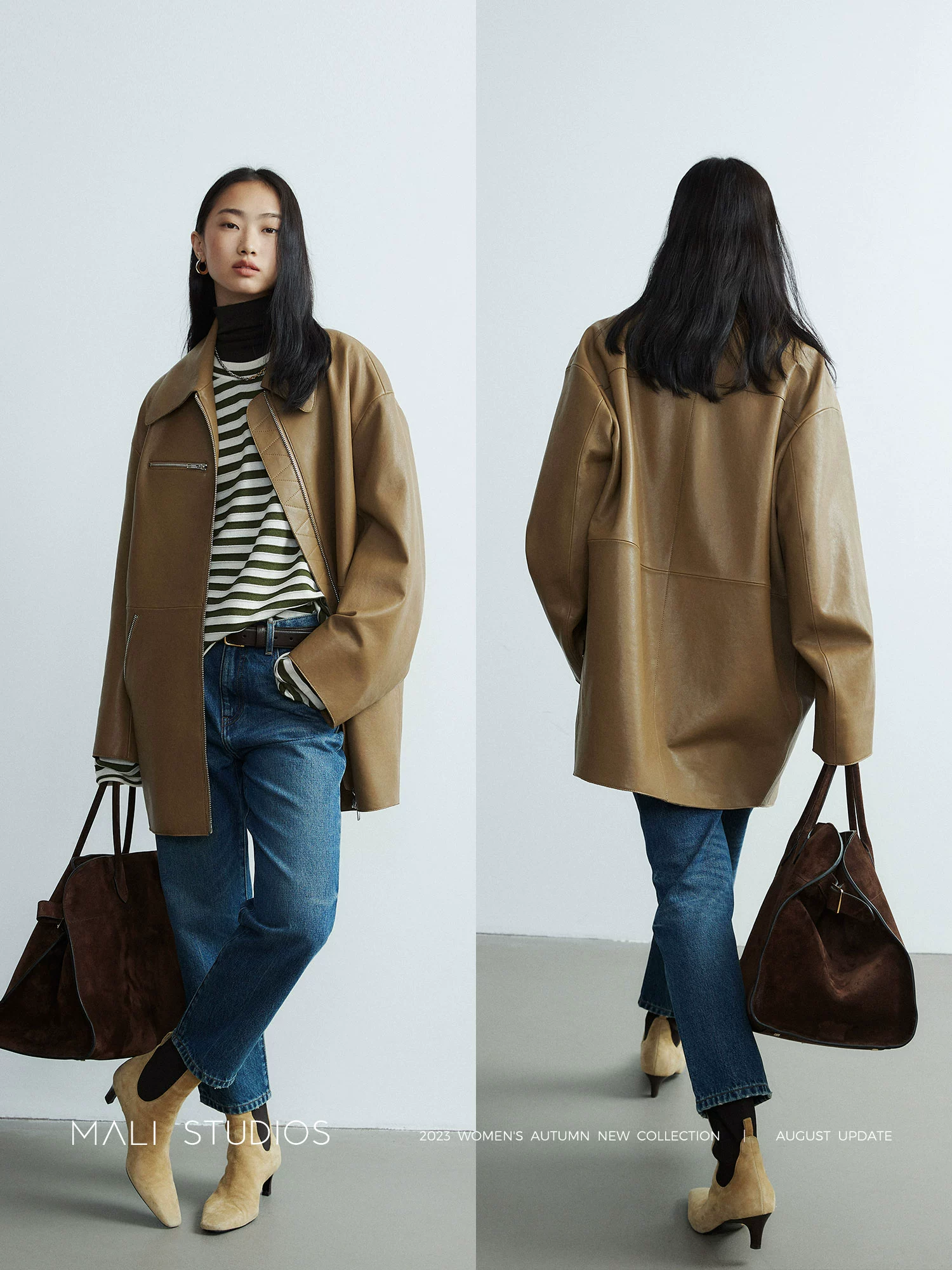 MALI|加厚植鞣绵羊皮_时髦廓形翻领短款中长款皮夹克外套 - Image 4