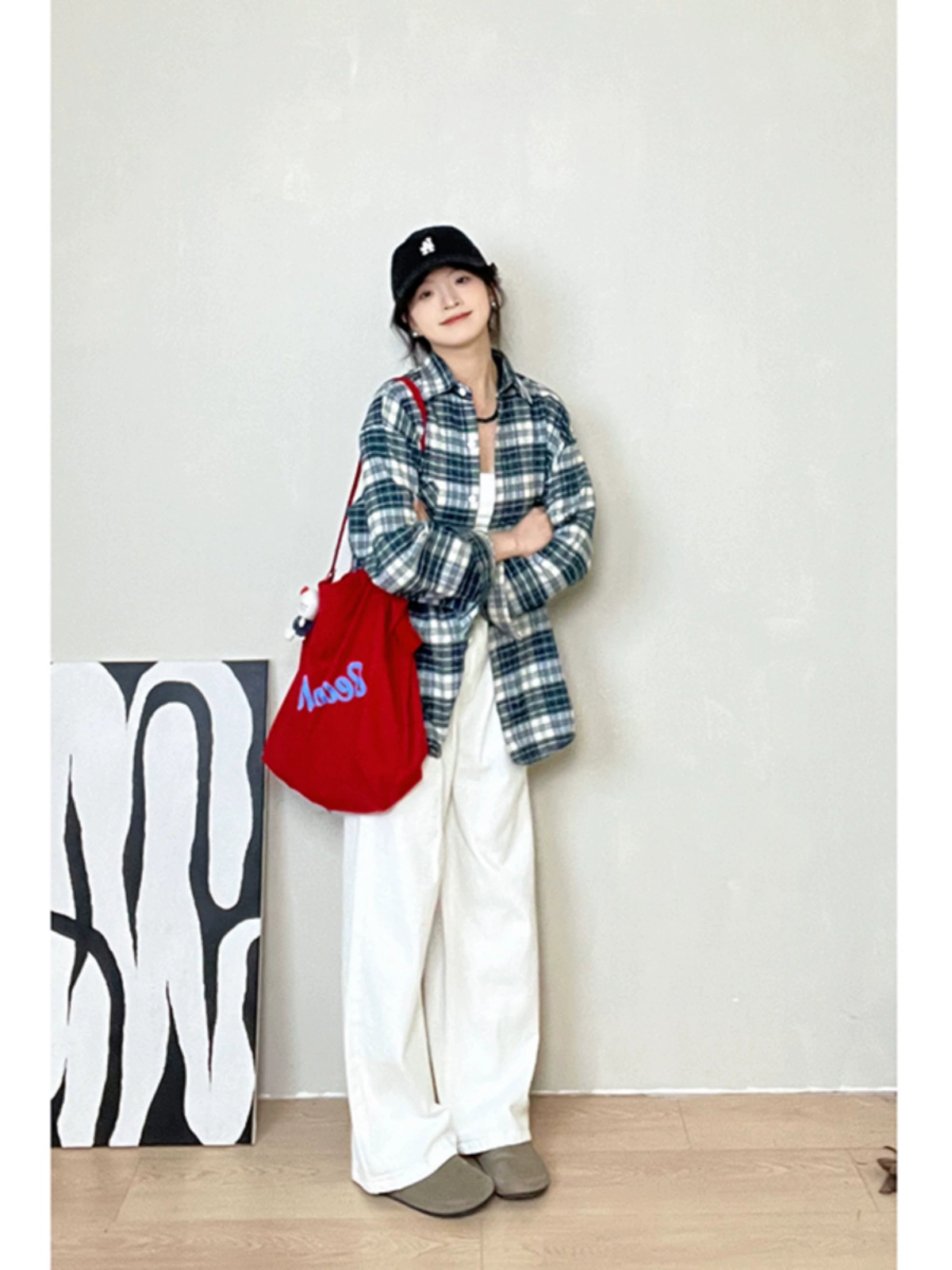 2024年秋季新款高腰阔腿裤直筒裤牛仔裤美式复古裤子白色休闲裤女 - Image 5