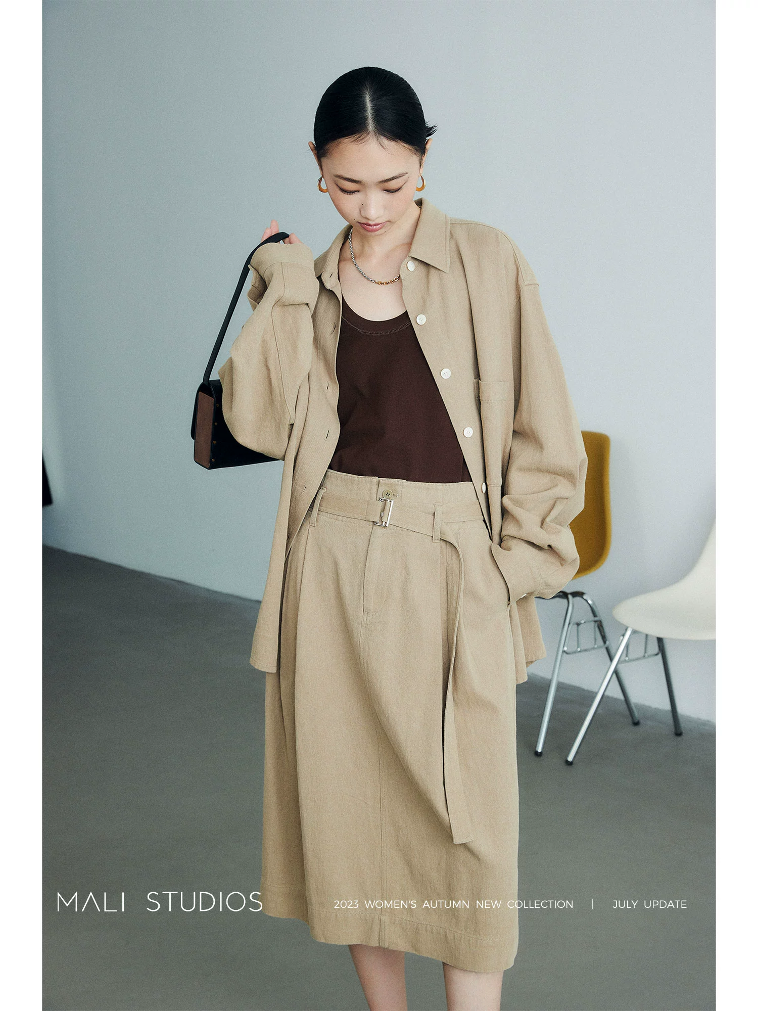 MALI|随性LM风_高密斜纹棉麻宽松廓形衬衫外套/半身裙/圆弧裤 - Image 2