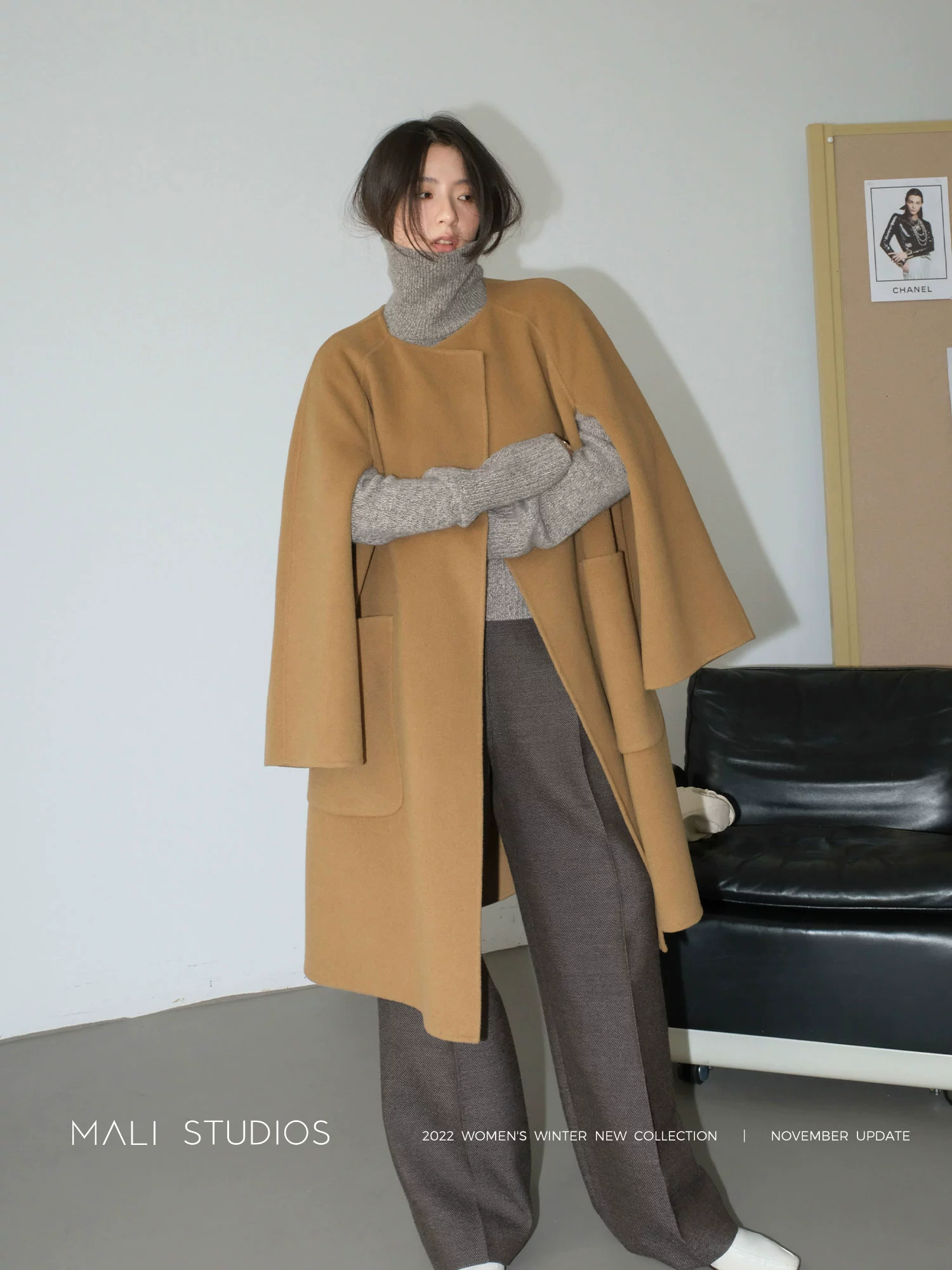 MALI|私服INS博主款_TOT*M*风双面呢围巾斗篷大衣 - Image 5