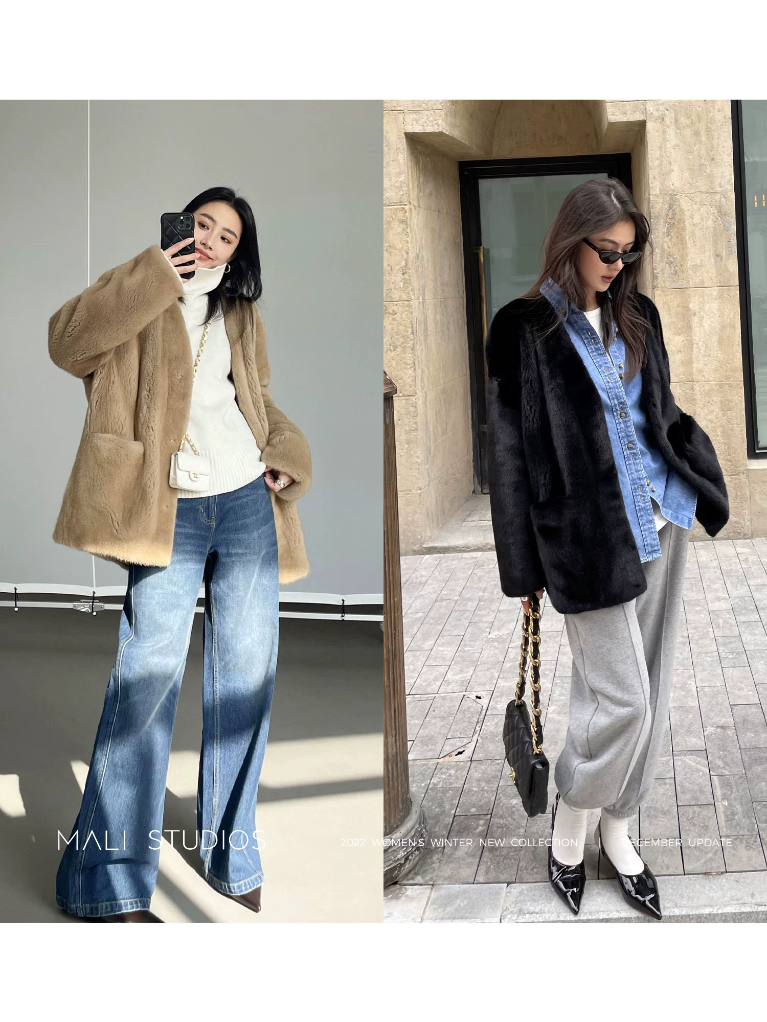 MALI|丹麦进口紫标级天鹅绒_V领皇冠水貂皮草外套 - Image 5