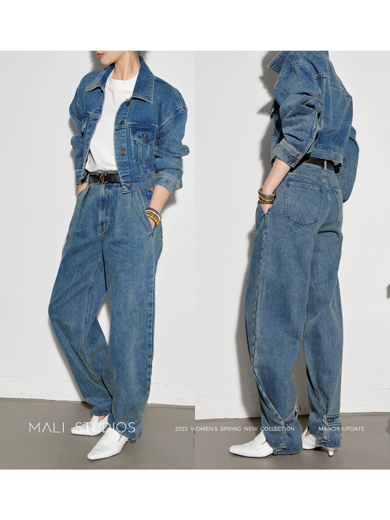 MALI|宽松阔腿牛仔裤复古牛仔外套短款高级感短款高级感上衣 - Image 5