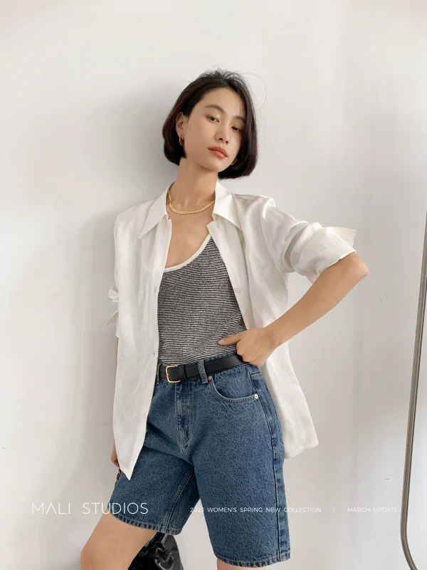 MALI｜高端醋酸天丝亚麻_松弛感女人味立裁小尖领衬衫