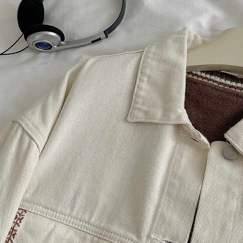 复古绣花牛仔外套女2024年春秋新款女装宽松港味百搭减龄长袖上衣 - Image 3