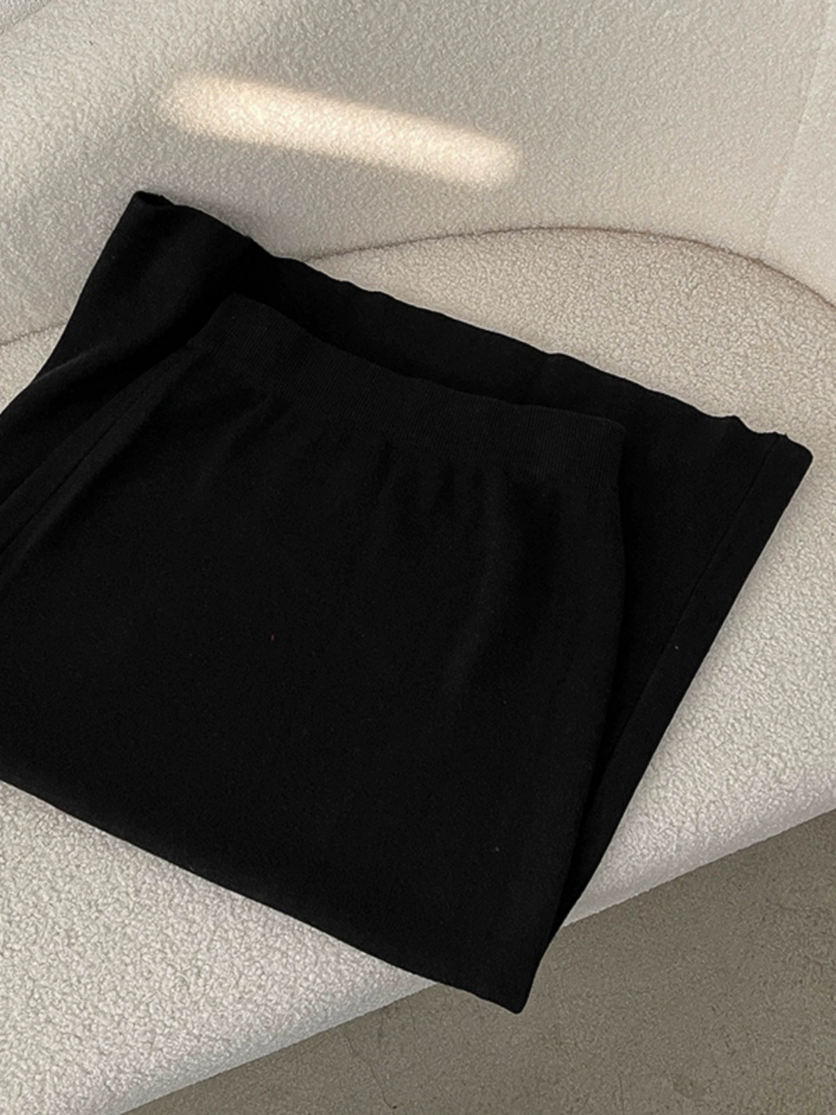 纯色针织甜美半身裙女装2024秋季新款韩版百搭宽松中长款A字裙潮 - Image 3