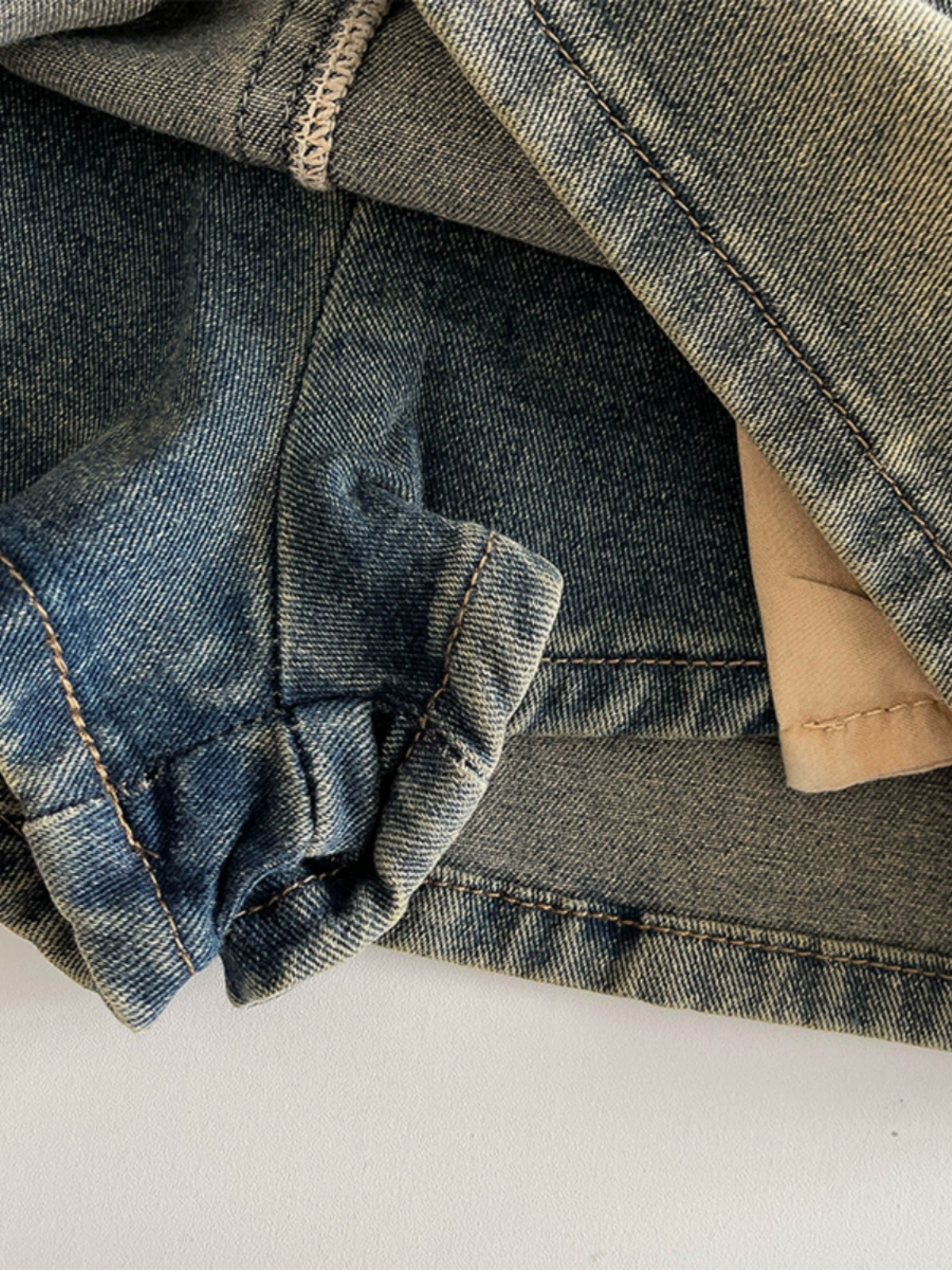 复古蓝色牛仔半身裙2024夏季新款女装百搭高腰短款防走光a字短裙 - Image 4