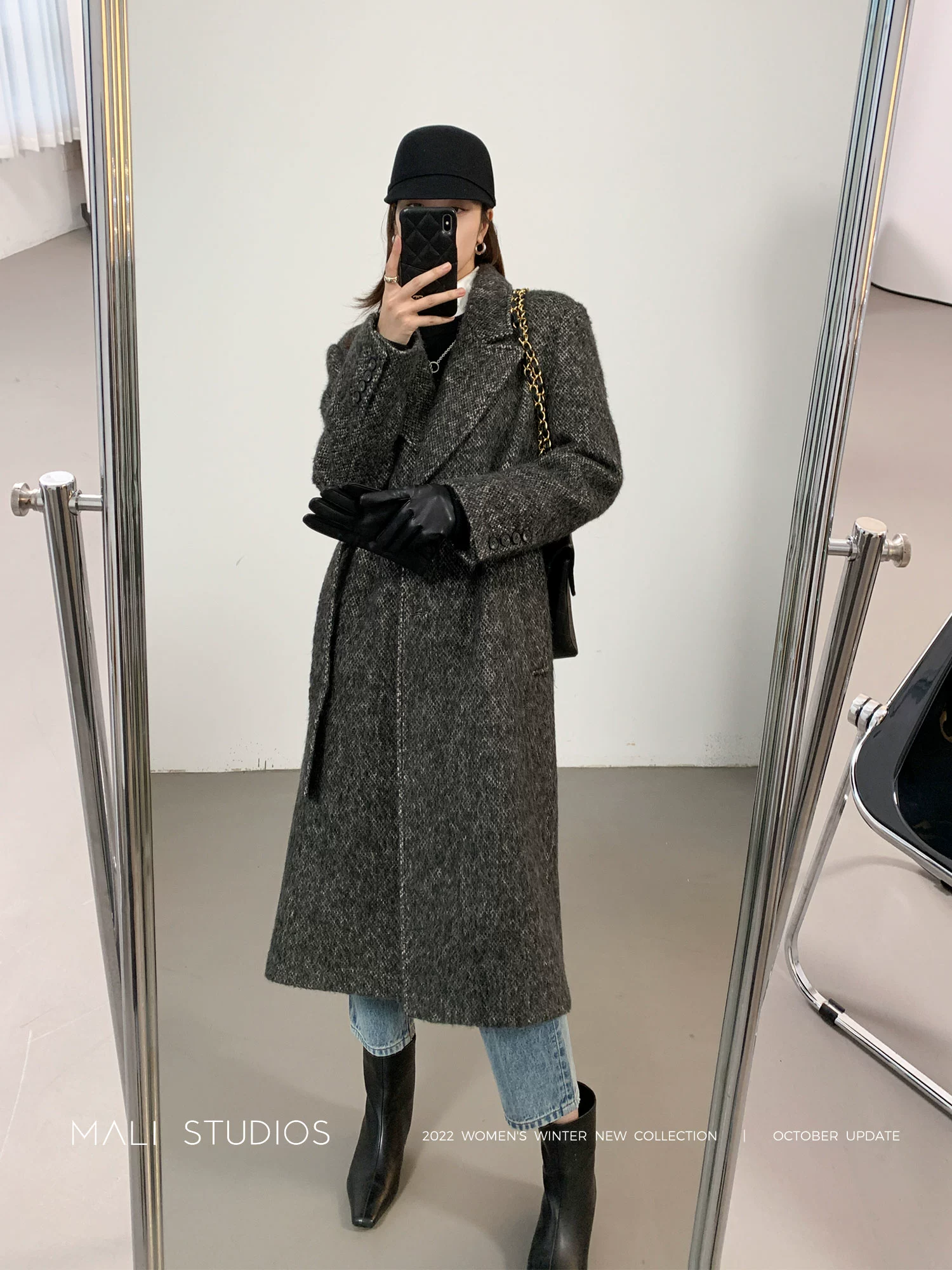 MALI|VTG夹花混色加厚毛呢 经典直身西装/西装式大衣 - Image 4