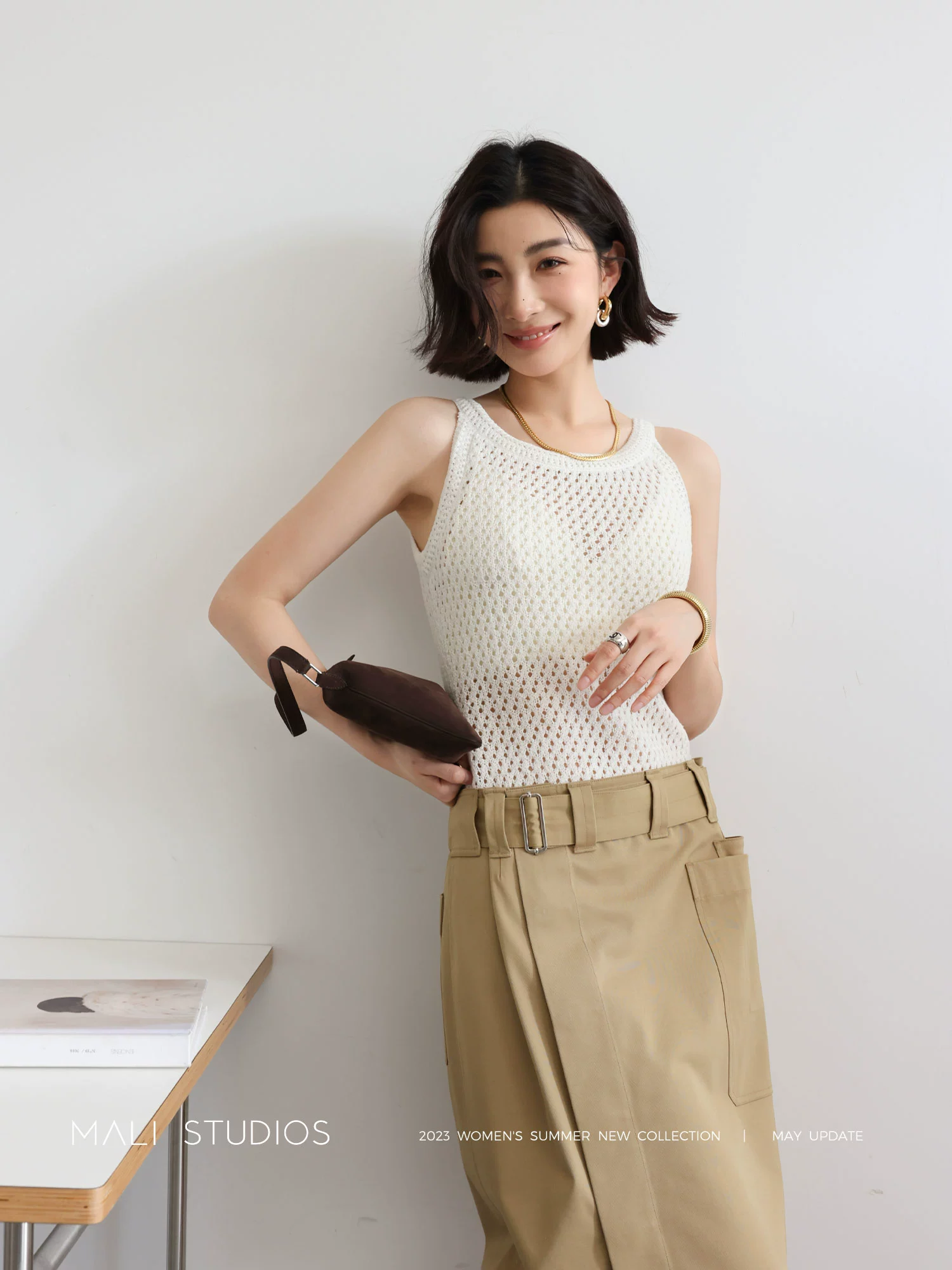 MALI|蜀家开发棉麻混纺纱_夏日南法风 呼吸感镂空透视挖肩背心 - Image 3