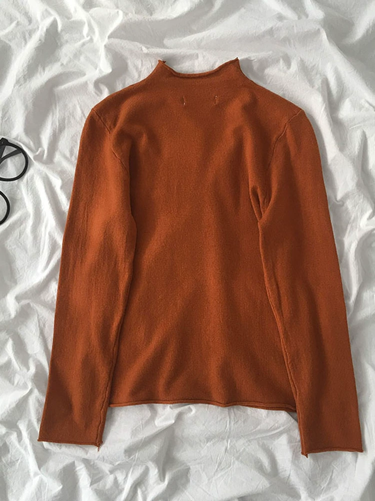 韩版纯色毛针织衫2024新款春秋女装时尚气质半高领长袖学生内搭潮 - Image 4