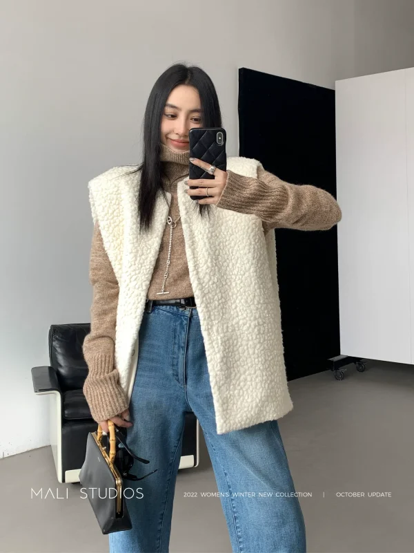 MALI|IS@BEL随性风 定制颗粒绒廓形马甲