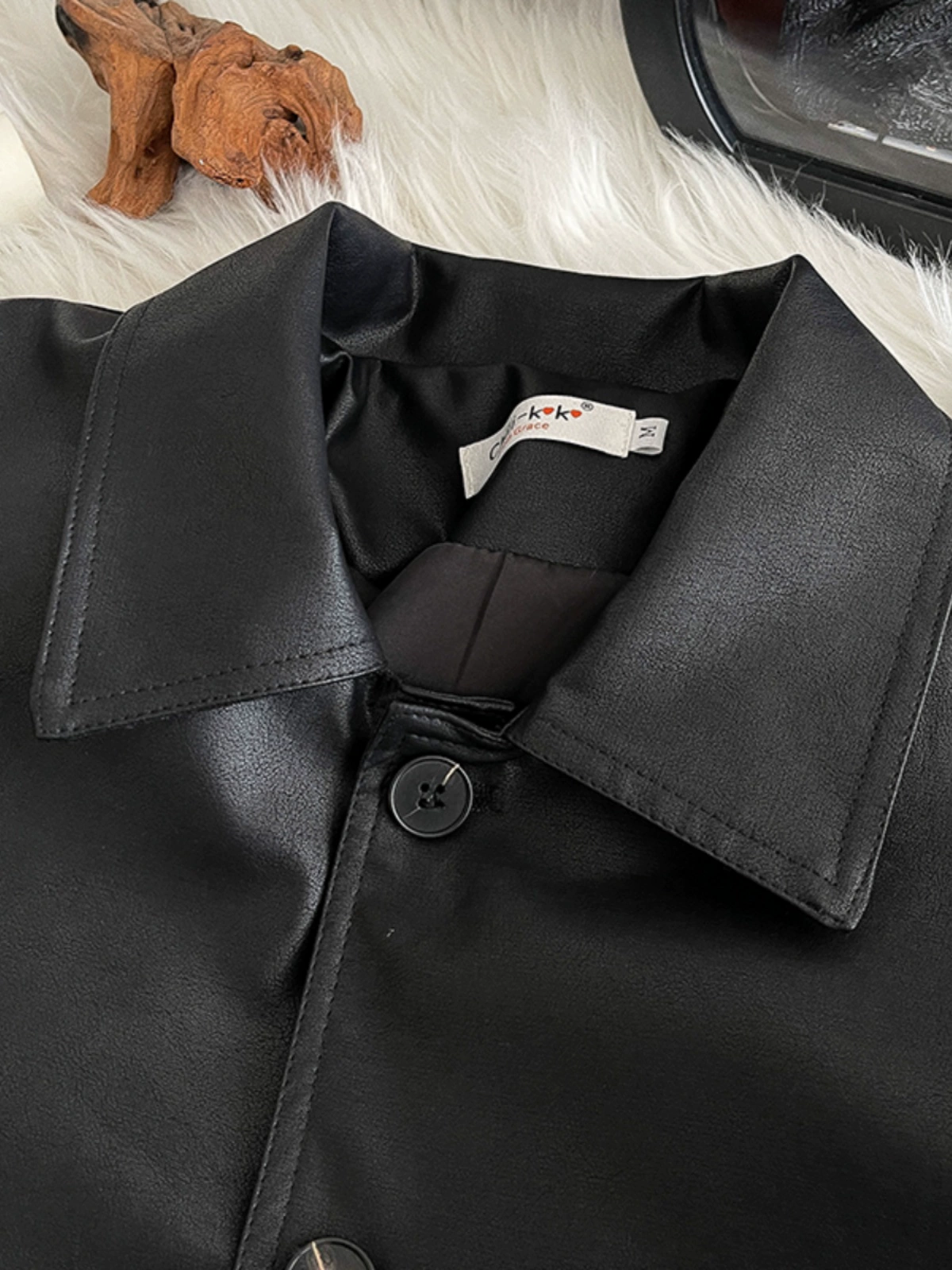 气质甜酷翻领高街机车风皮衣外套2024冬季新款韩版女炸街长袖上衣 - Image 2