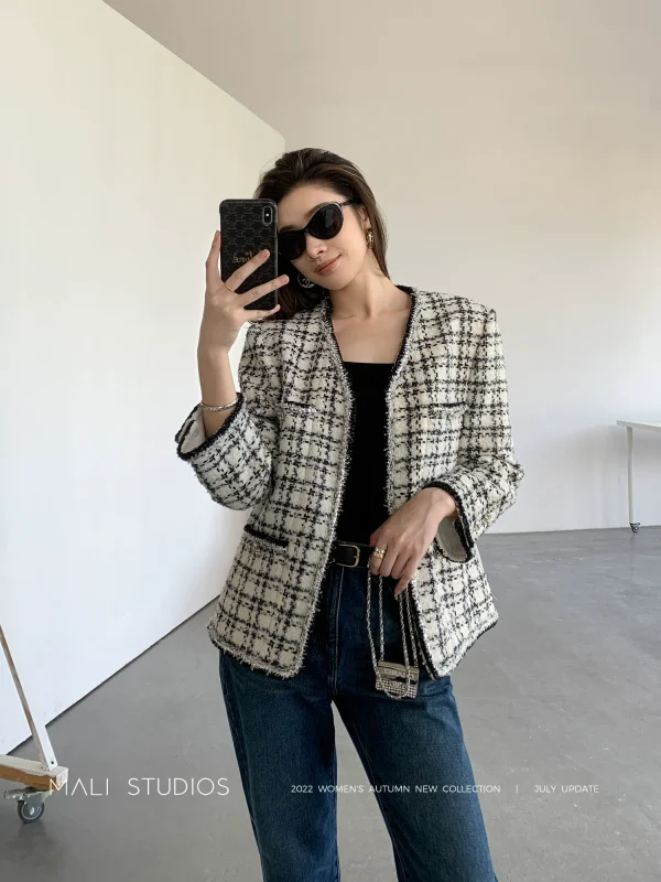 MALI 缤纷色彩|经典无领廓形绝美粗花呢小香外套