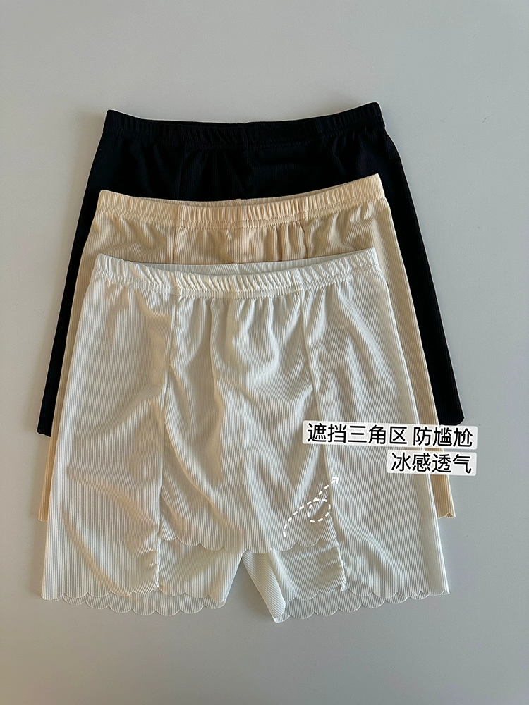 无痕花边纯色打底裤2024夏季新款女松紧腰防走光遮挡三角区安全裤