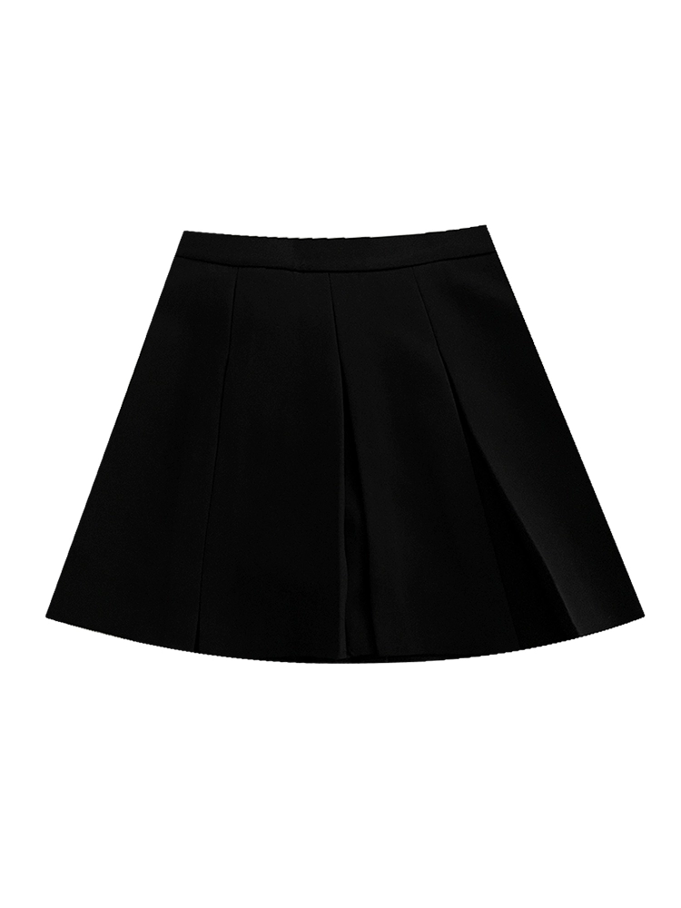 气质纯色百褶半身裙女装2024秋季新款韩版高腰防走光学院风A字裙 - Image 5