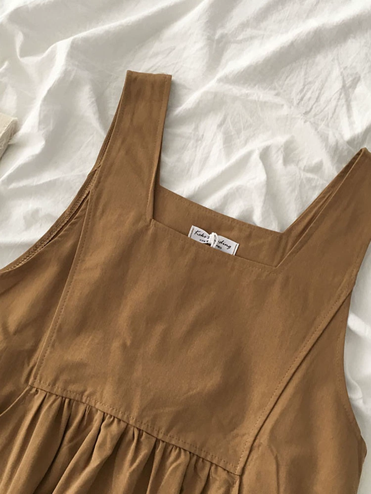 微胖女生中长款连衣裙2024年春秋新款女韩版流行港风无袖背带裙子 - Image 2