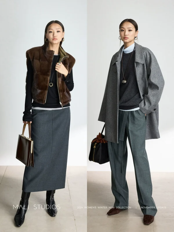 MALI | INS博主风精纺羊毛造型感腰带锥形西裤/纸片人半裙