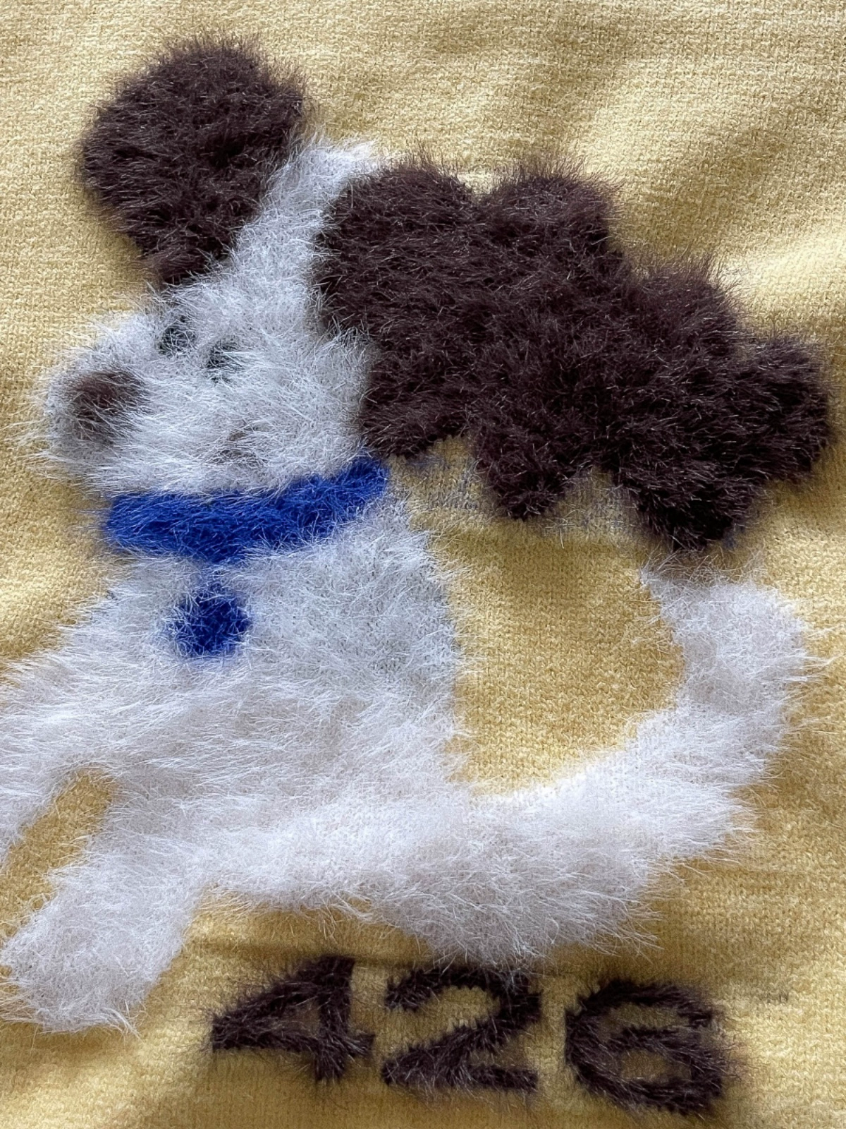 2024冬季圆领套头黑色慵懒风毛衣女韩系小狗图案宽松外穿针织衫女 - Image 4