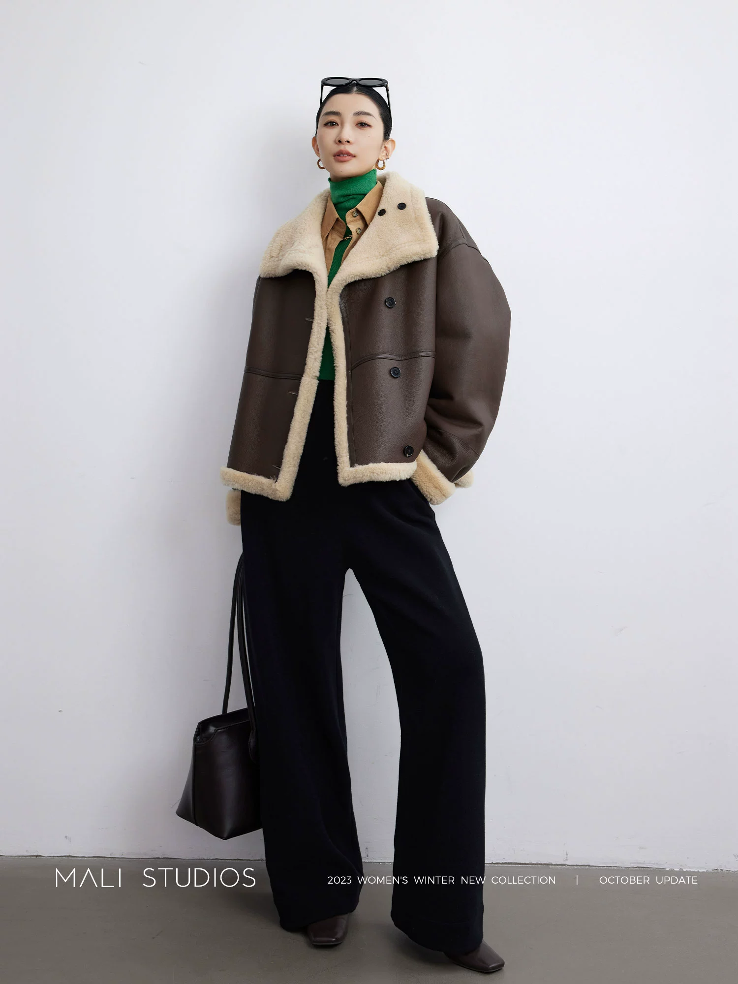 MALI|时髦造型款_立体剪裁宽松休闲弧形半裙扭缝裤 - Image 3