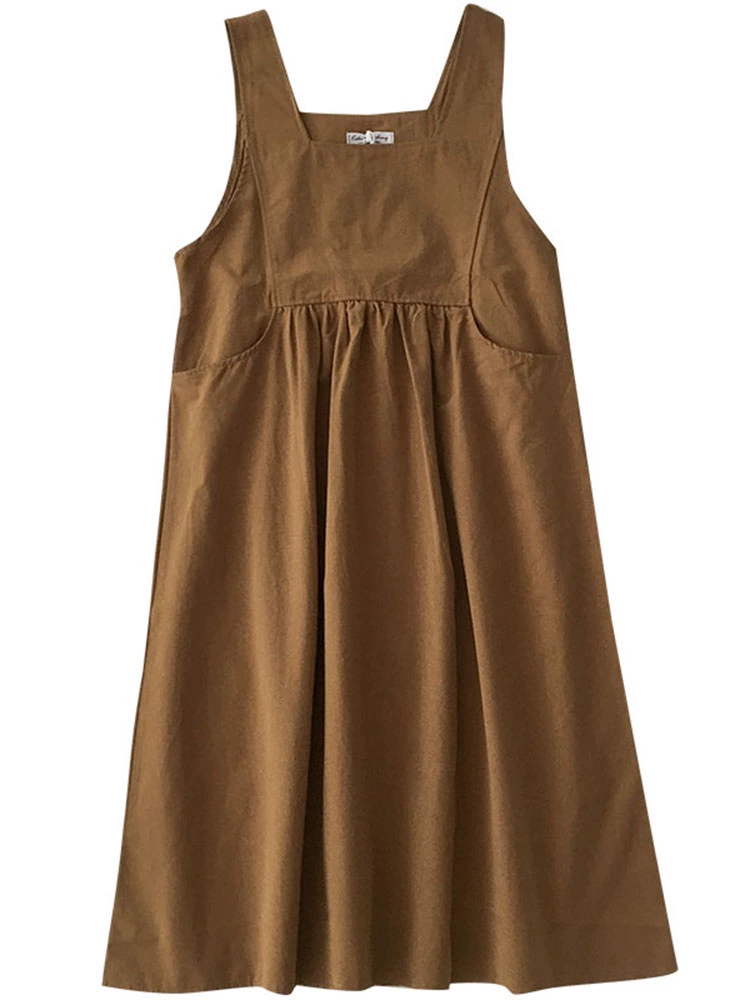 微胖女生中长款连衣裙2024年春秋新款女韩版流行港风无袖背带裙子 - Image 5