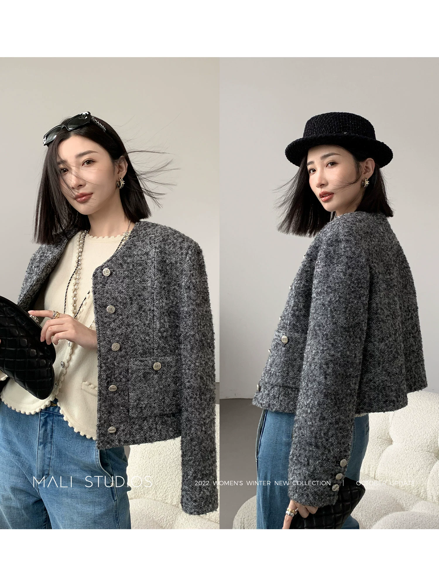 MALI|意大利进口圈圈纱 CE风时髦箱型外套 - Image 3