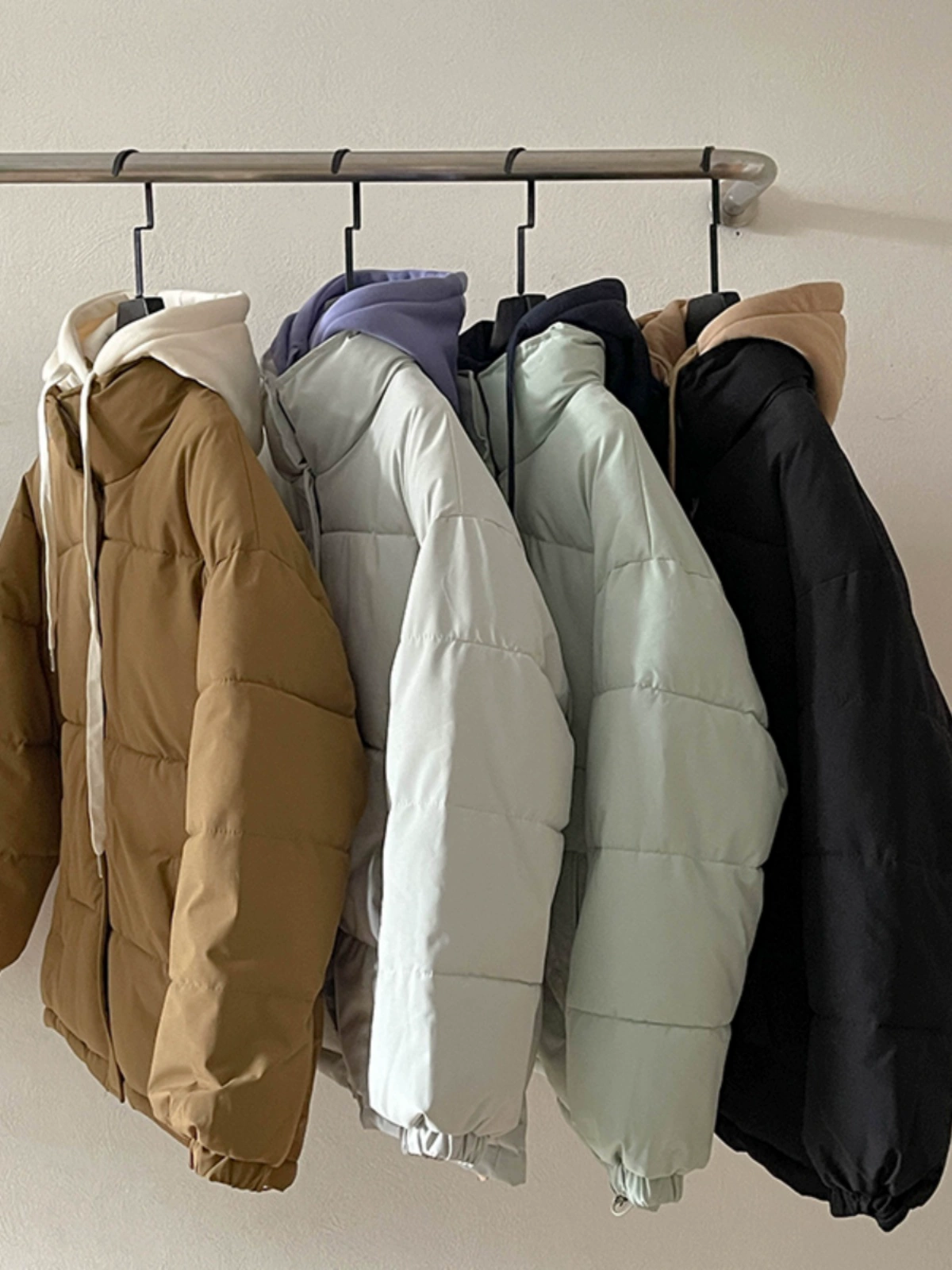 撞色立领连帽加厚棉服外套女装2024冬季新款韩版拉链开衫面包服潮 - Image 3