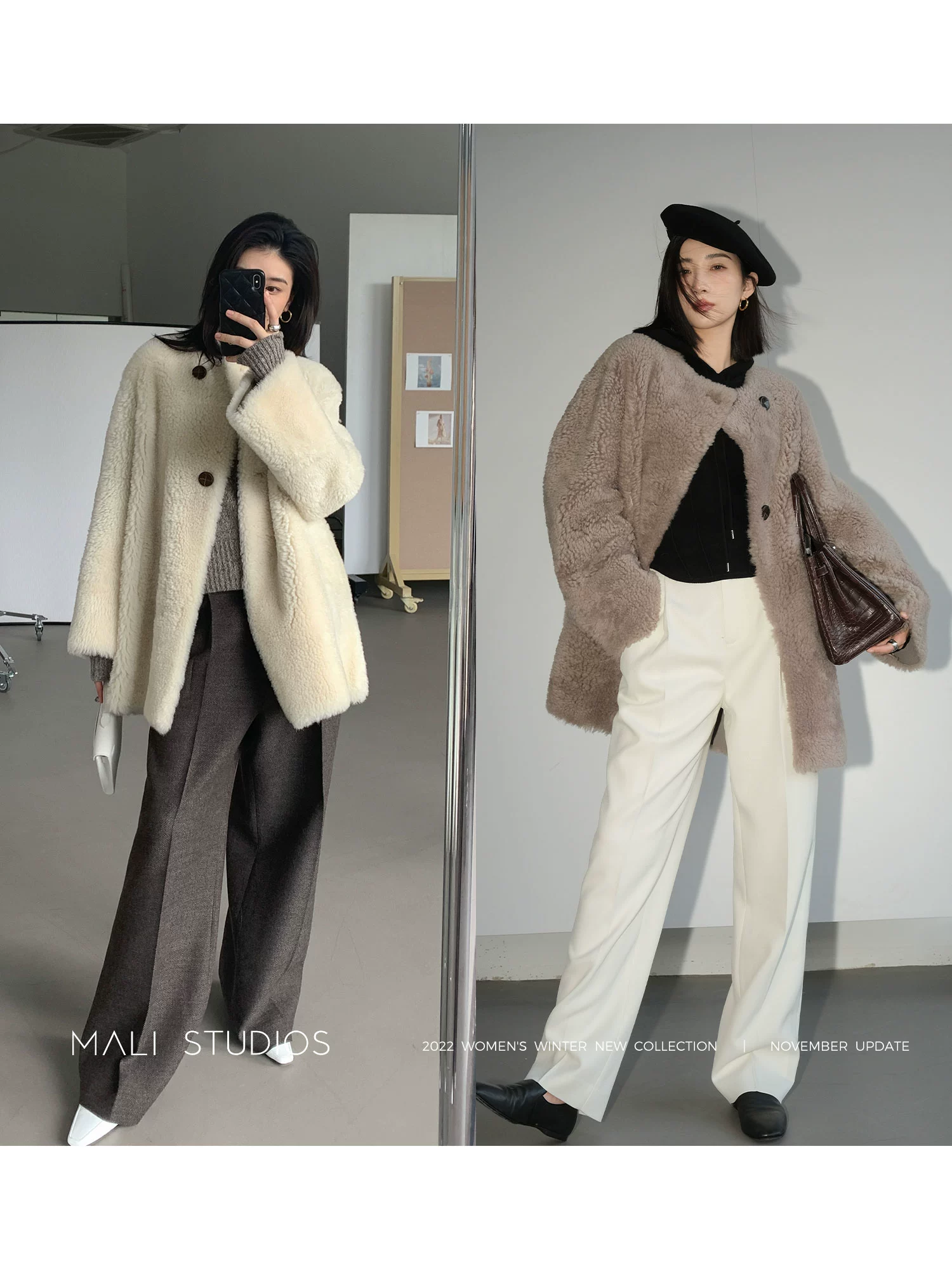 MALI|进口冰岛羊毛_高级拼裘工艺斜门襟皮草外套 - Image 5