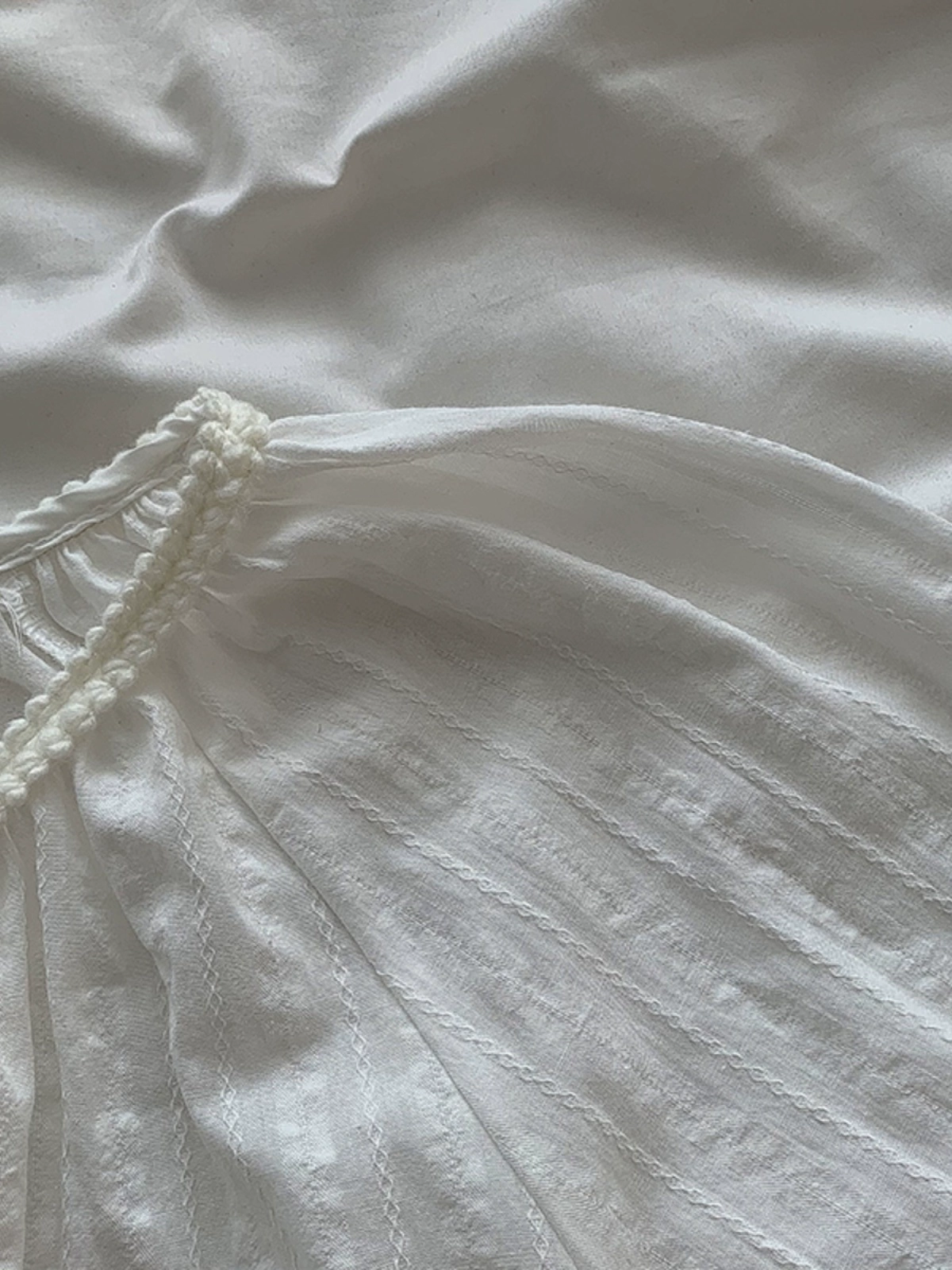 甜美流苏绑带宽松衬衫2024秋季新款女装日系设计感小众泡泡袖上衣 - Image 3