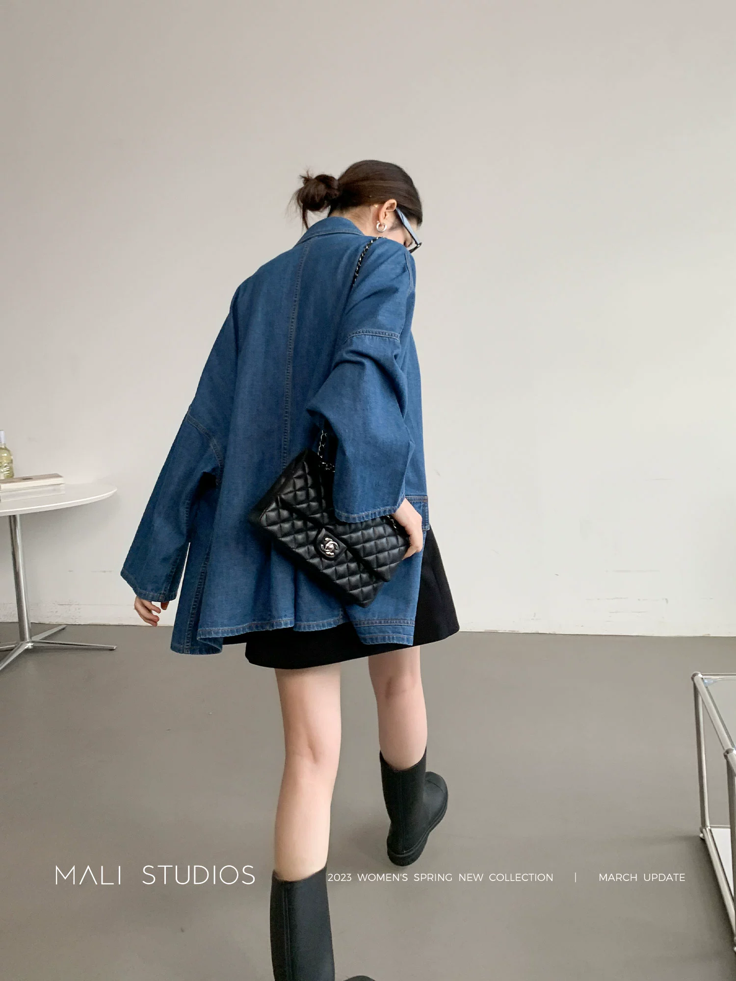 MALI|复古牛仔衬衫廓形牛仔衬衣春女高端宽松外套 - Image 3