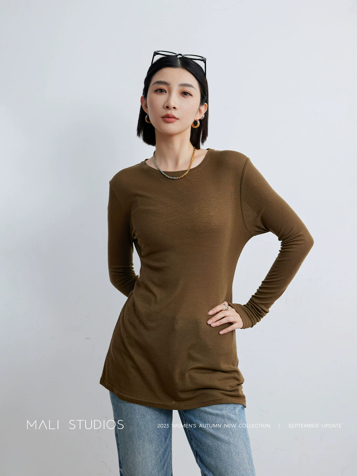 MALI|Cozyfit高级感叠穿_轻薄微透堆袖时髦多色叠穿长袖T恤 - Image 2