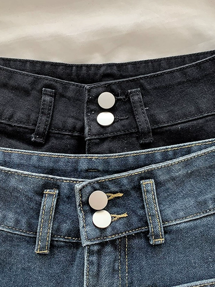 韩版时尚高腰牛仔短裤2024年春秋新款女装百搭显瘦宽松复古阔腿裤 - Image 2