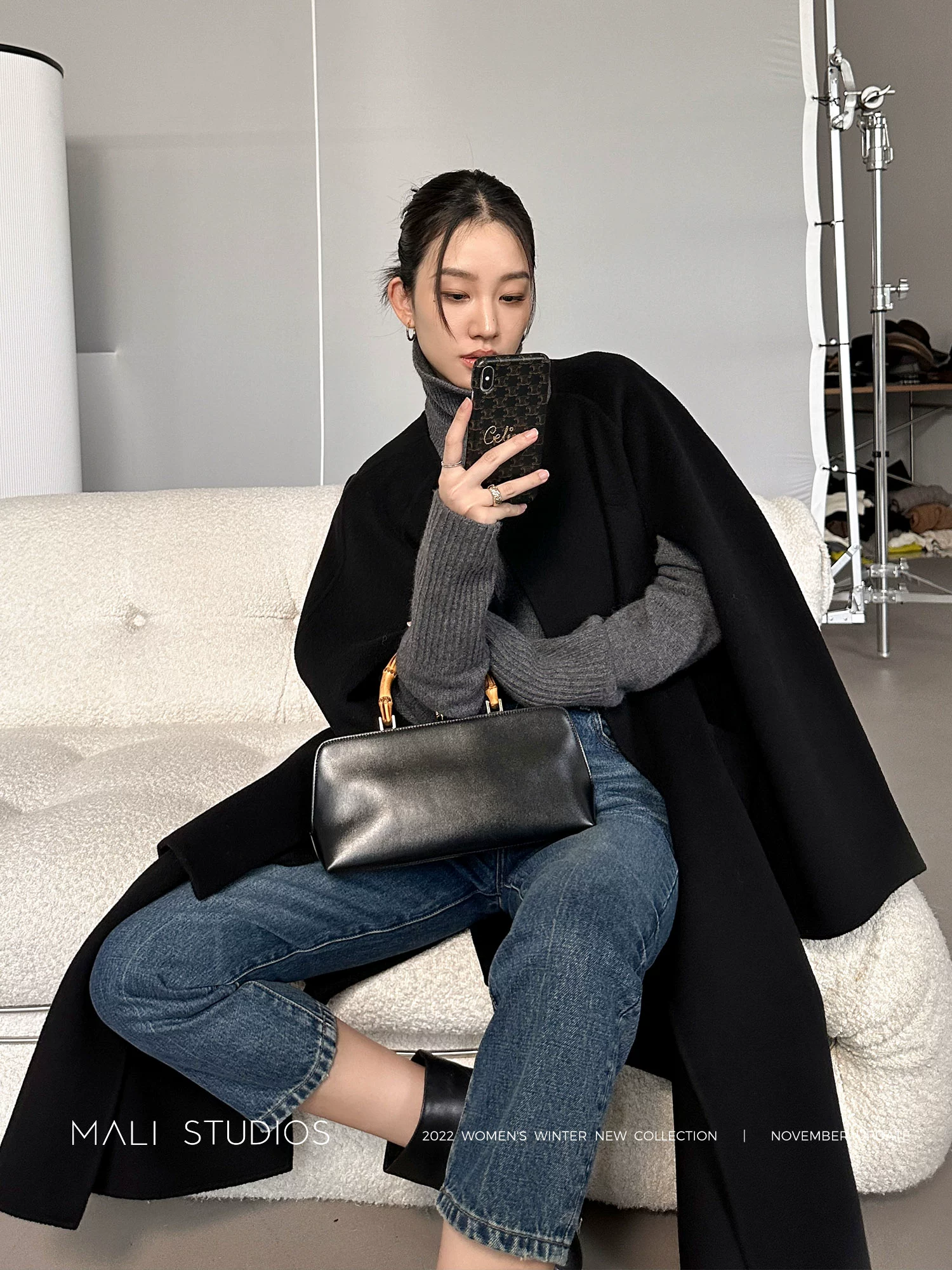 MALI|私服INS博主款_TOT*M*风双面呢围巾斗篷大衣 - Image 2