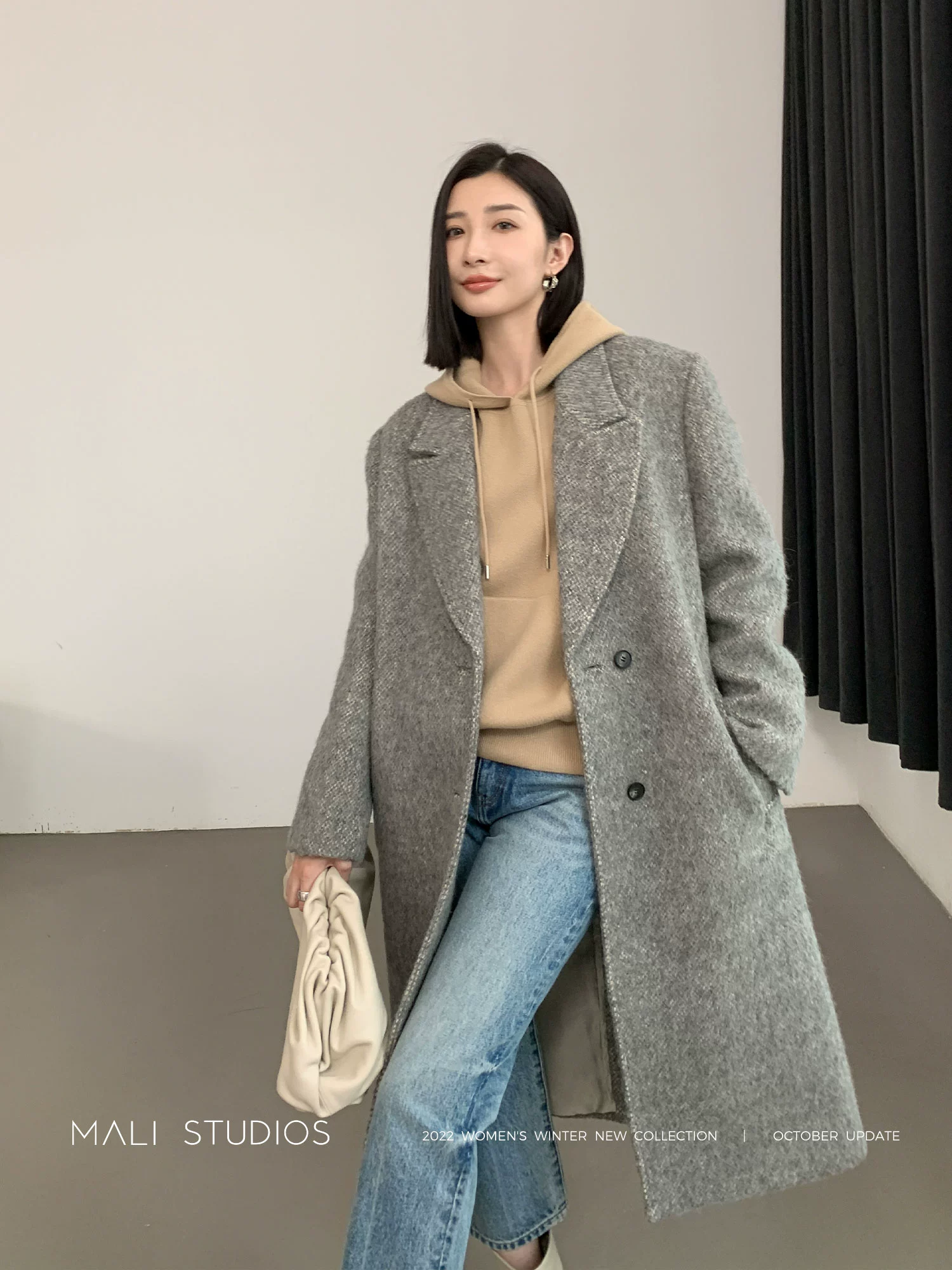 MALI|VTG夹花混色加厚毛呢 经典直身西装/西装式大衣 - Image 3