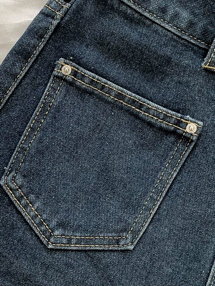 韩版时尚高腰牛仔短裤2024年春秋新款女装百搭显瘦宽松复古阔腿裤 - Image 5