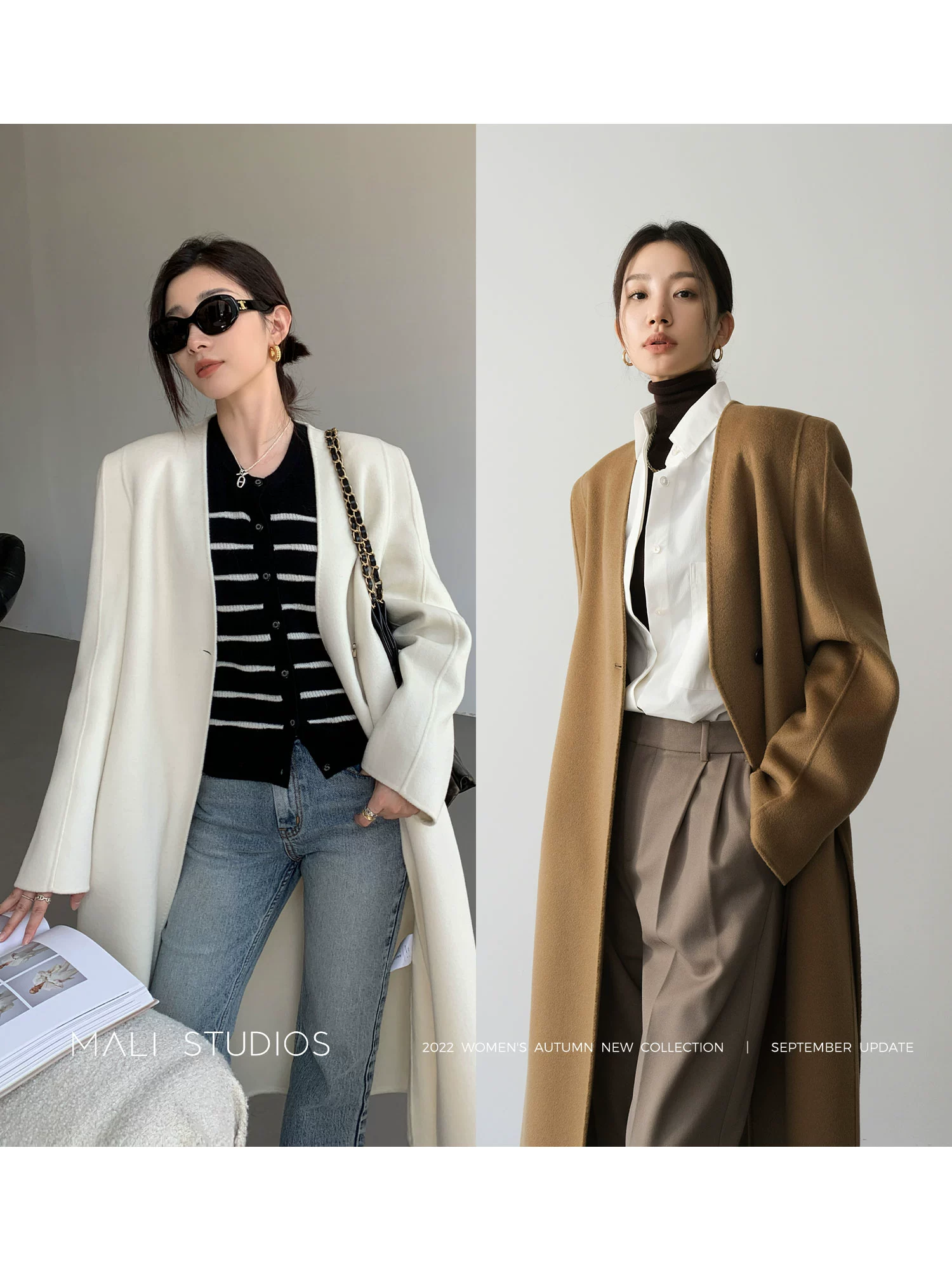 MALI|建筑极简风|全羊毛拱针垫肩大衣 - Image 5