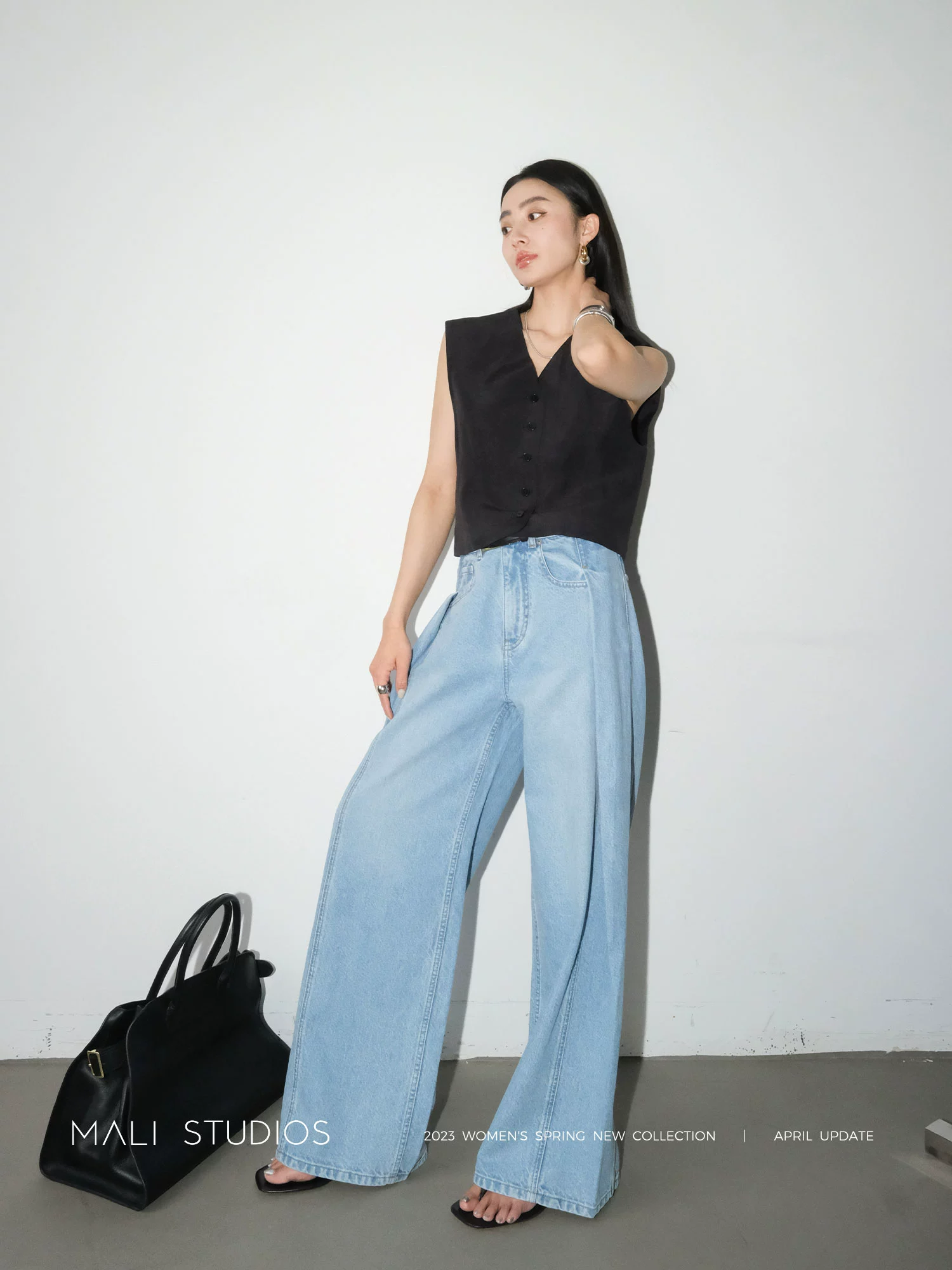 MALI|时髦流浪裤_解构主义经典随性阔腿牛仔裤 - Image 5