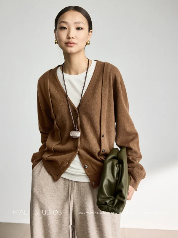 MALI | NWAYS解构感多穿门襟羊毛羊绒V领开衫