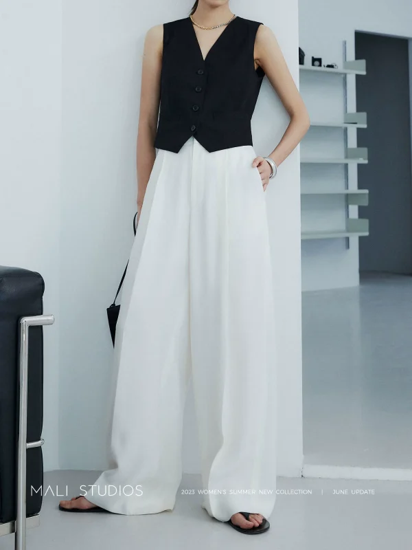 MALI|定制Viscose羊毛亚麻混纺_夏日干爽舒适随性阔腿裤