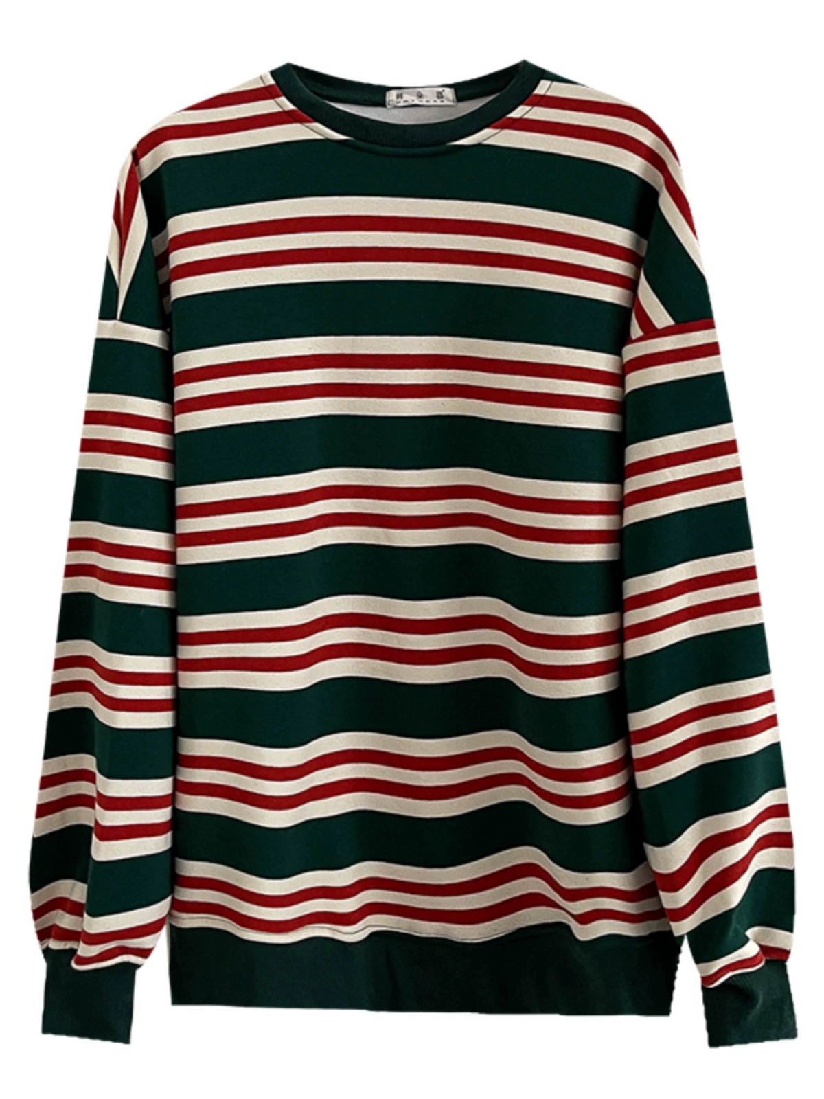 条纹撞色包边baby绒卫衣女2024秋冬慵懒风宽松显瘦套头洋气上衣潮 - Image 5