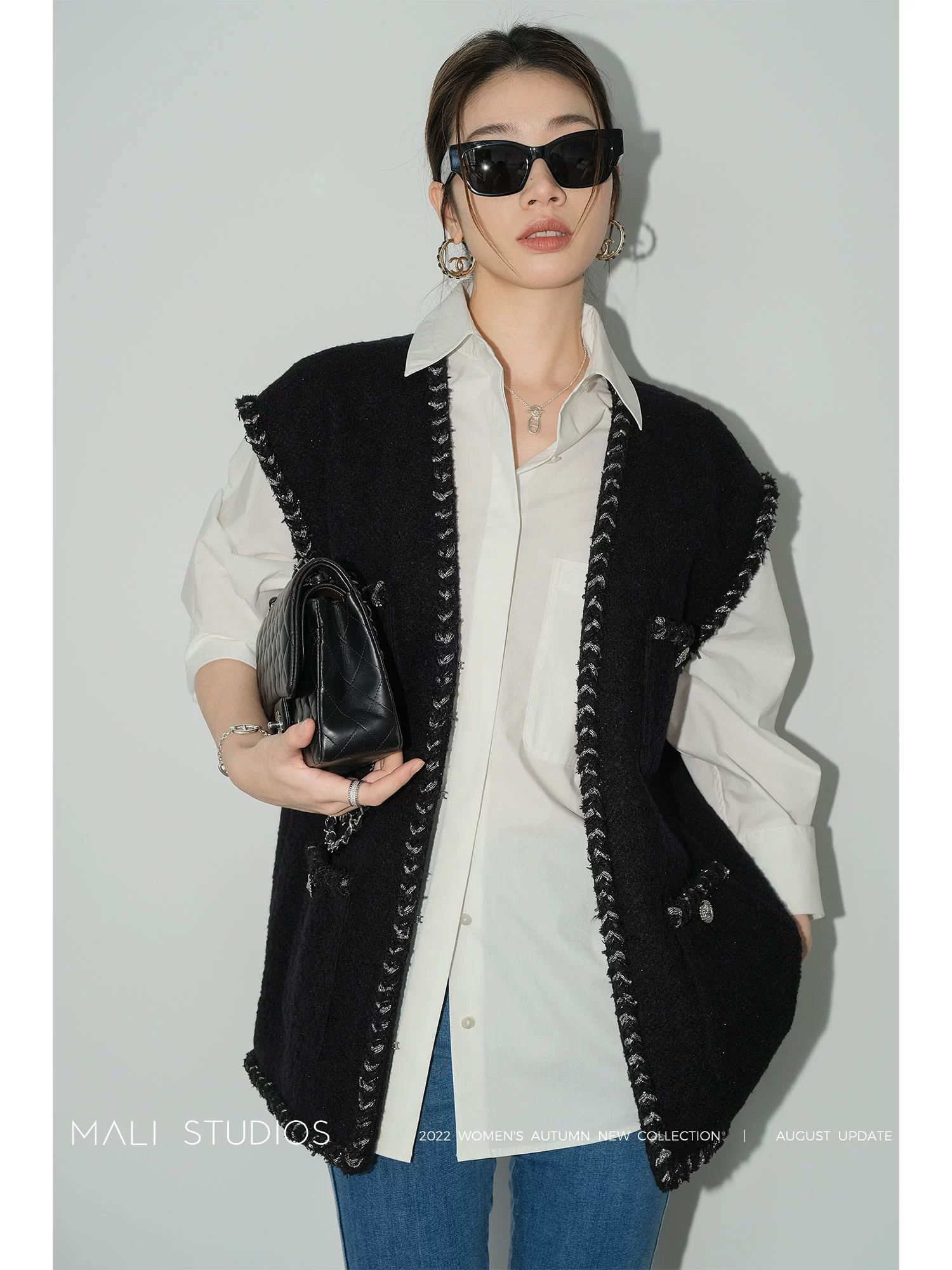 MALI|定制羊毛圈圈纱粗花呢|纯手工编织带小香风三件套 - Image 2