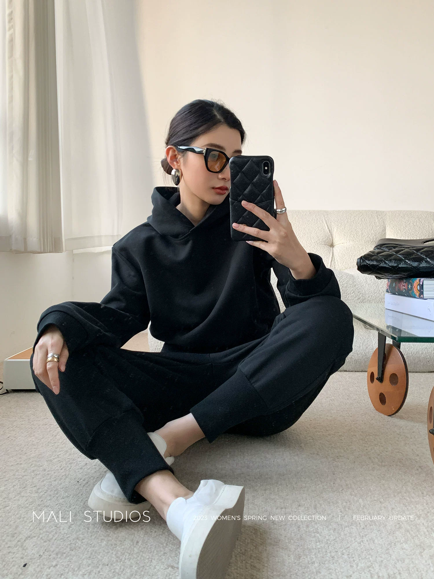 MALI|高克重新疆长绒棉_时髦百搭运动连帽卫衣束脚裤套装 - Image 5