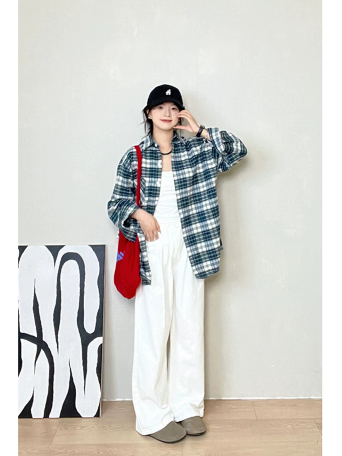 2024年秋季新款高腰阔腿裤直筒裤牛仔裤美式复古裤子白色休闲裤女 - Image 3