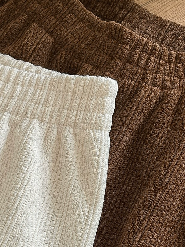 【现货】麦穗纹加绒加厚雪尼尔阔腿裤新款女直筒遛弯裤休闲长裤 - Image 3