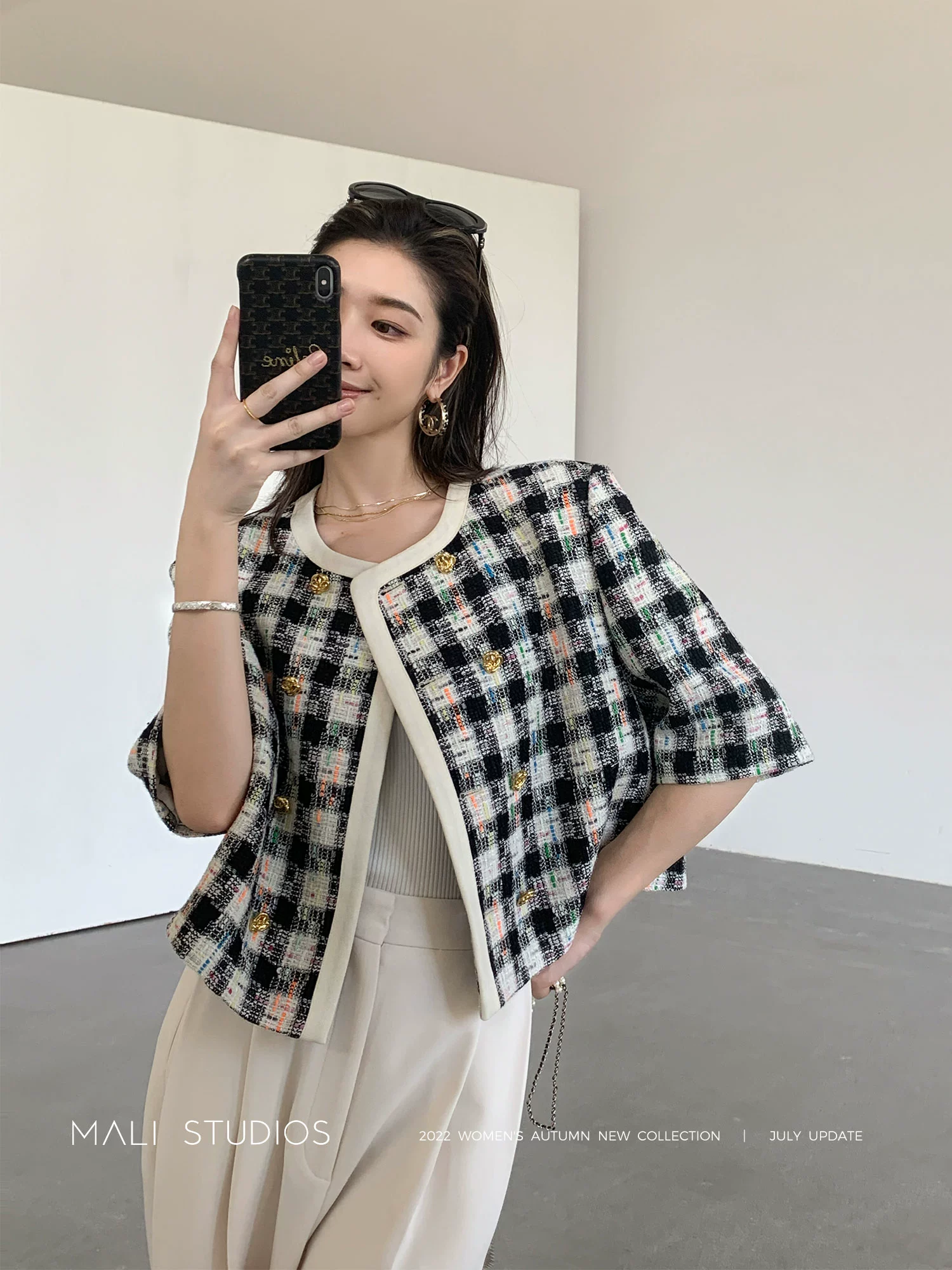 MALI 高及混色粗花呢|精致撞色短箱式小香外套