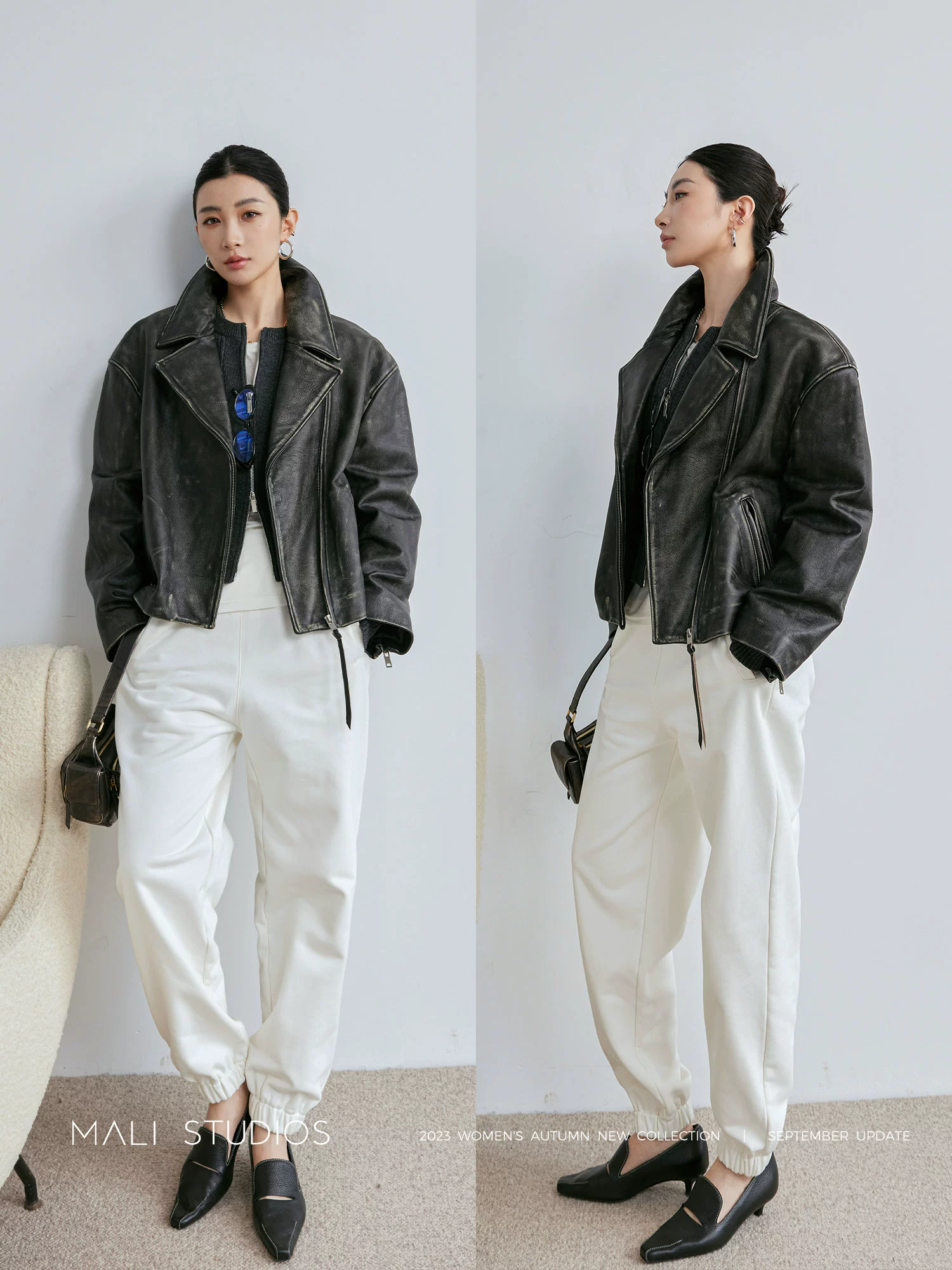 MALI|重磅手工擦色牛皮_复古摩登飒酷VTG做旧风机车皮夹克 - Image 3