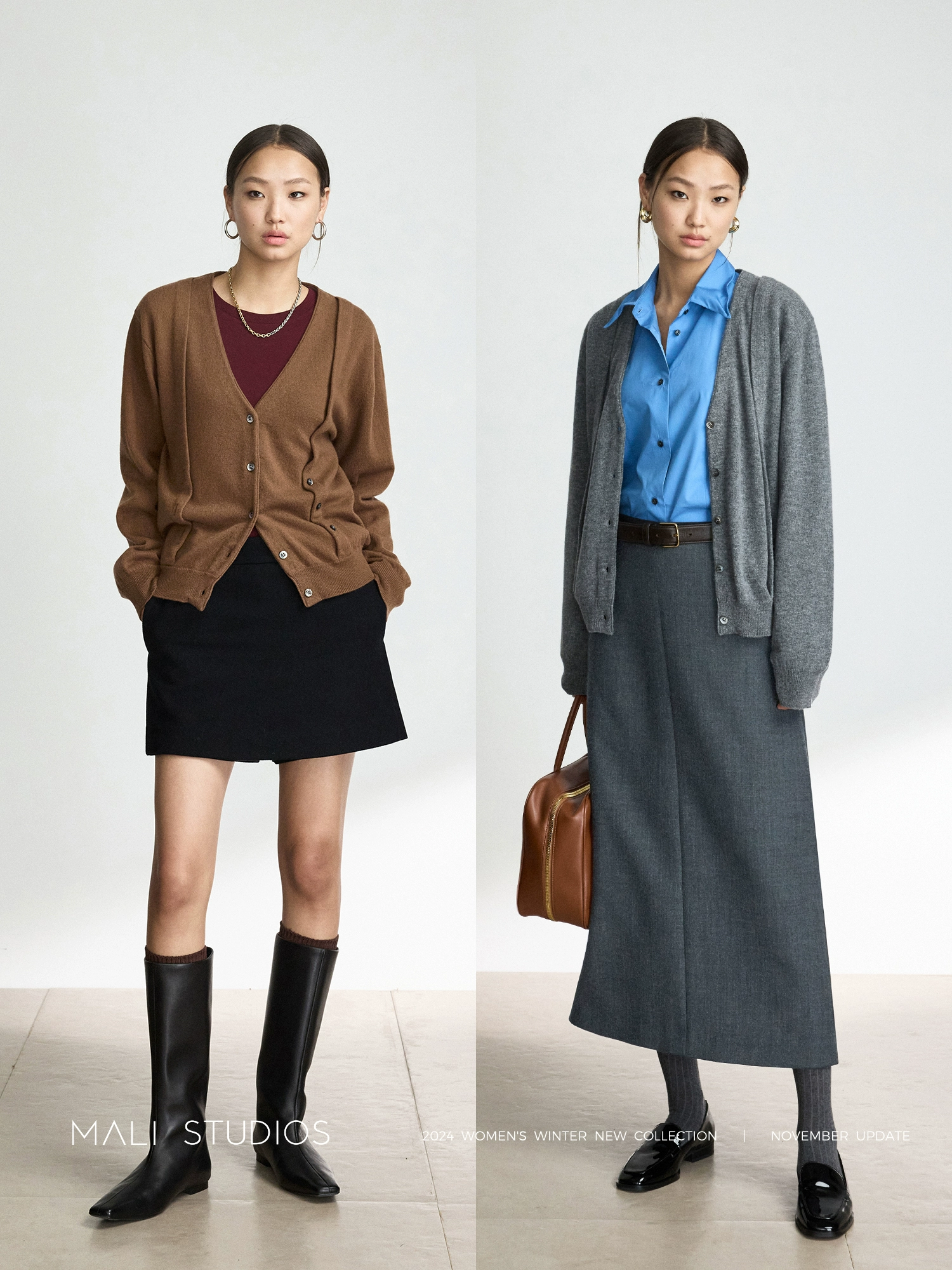 MALI | NWAYS解构感多穿门襟羊毛羊绒V领开衫 - Image 5