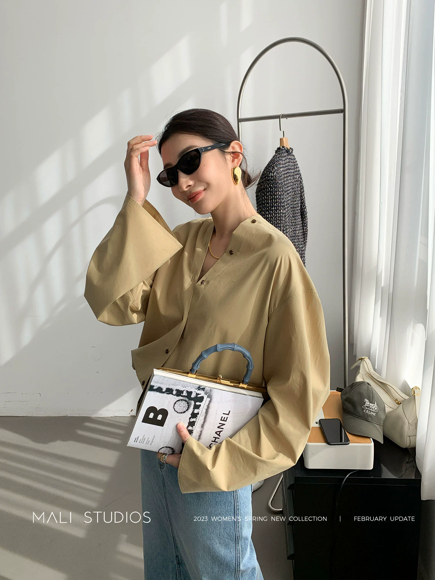 MALI|INS北欧及简风_解构设计造型感廓形双V领衬衫 - Image 3