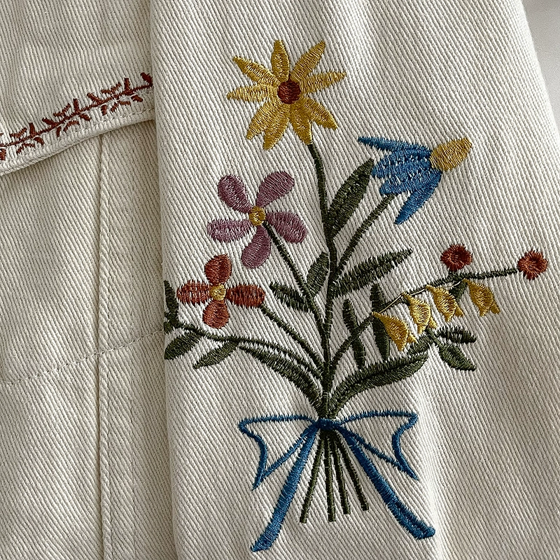 复古绣花牛仔外套女2024年春秋新款女装宽松港味百搭减龄长袖上衣 - Image 5