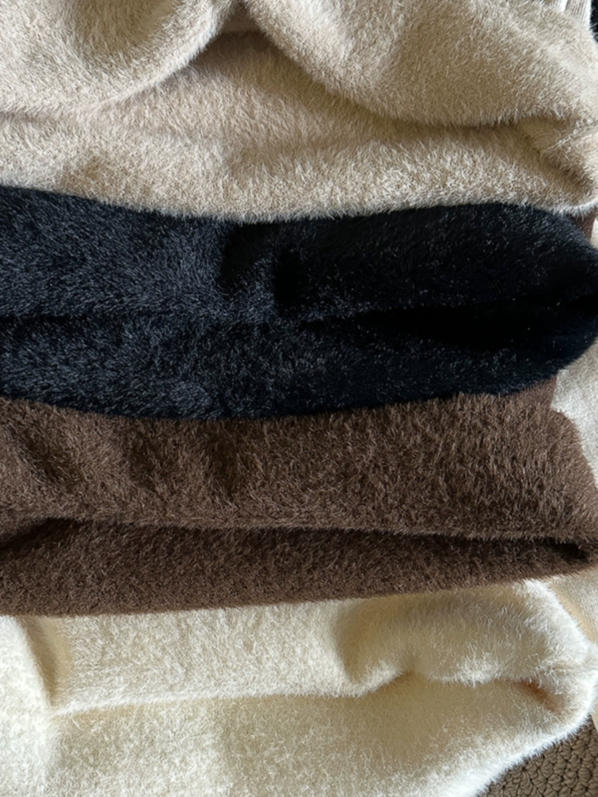 纯色半高领针织衫毛衣女装2024冬季新款韩版洋气加绒长袖打底衫潮 - Image 3