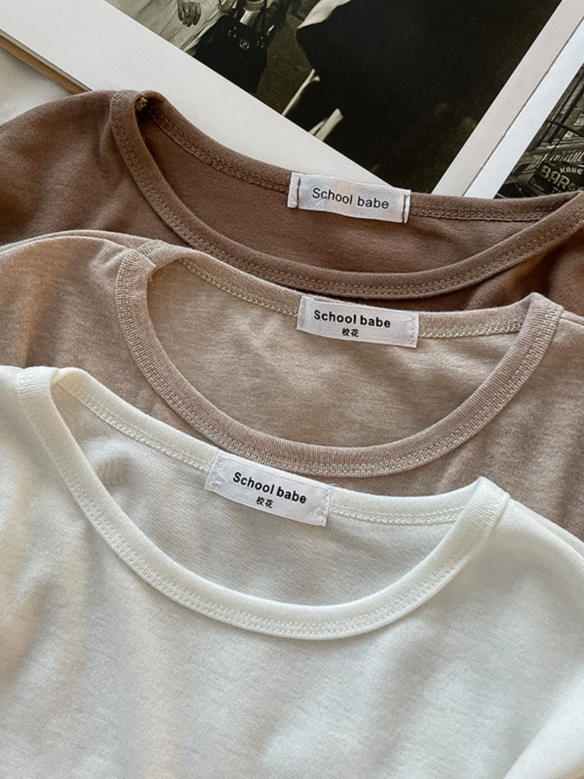 百搭多色磨毛内搭圆领长袖T恤2024秋季新款女装舒适打底衫上衣潮 - Image 2